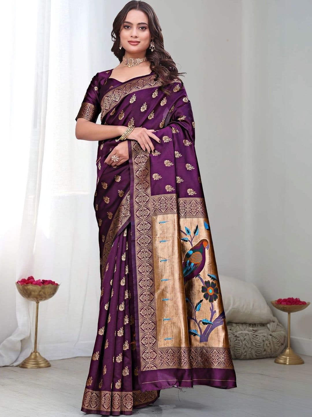 KALINI Woven Design Zari Silk Blend Saree - view 1
