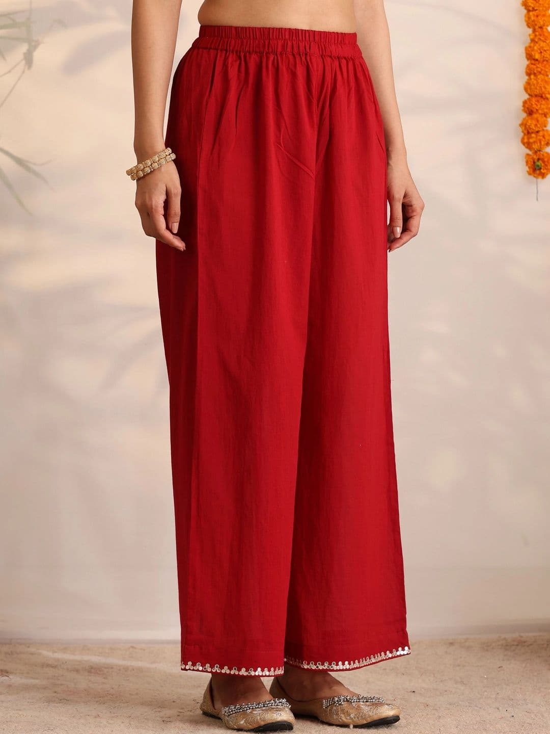 Khushal K Women Empire Thread Work Pure Cotton Kurta with Palazzos & With Dupatta thumbnail 3