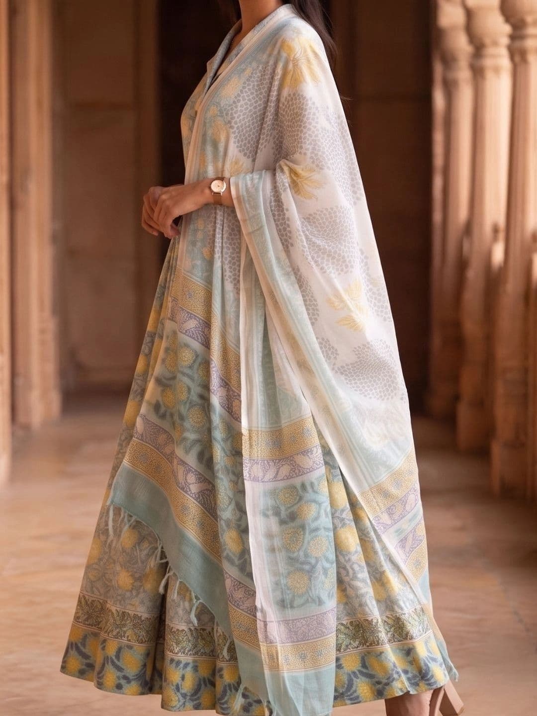 Avishya Printed Block Print Ready to Wear Lehenga & Blouse With Dupatta thumbnail 7