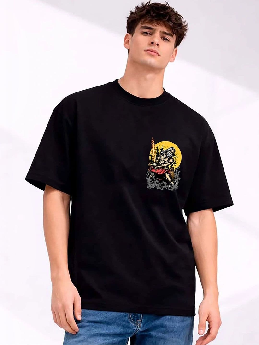 Mast & Harbour Men Printed Drop-Shoulder Sleeves T-shirt - view 1