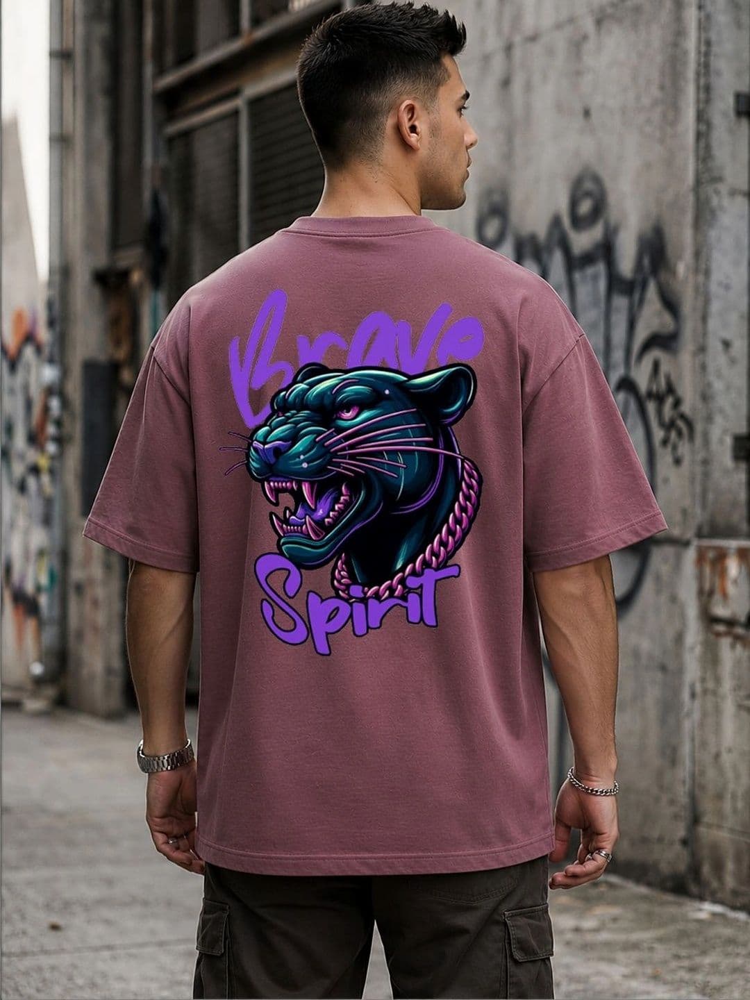 PANDA POPS Men Printed Drop-Shoulder Sleeves T-shirt thumbnail 3