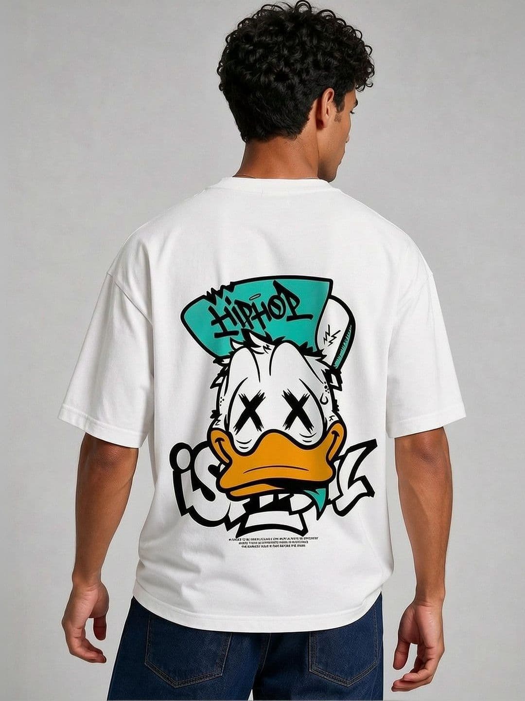 Suo Men Donald Duck Printed Drop-Shoulder Sleeves T-shirt thumbnail 4