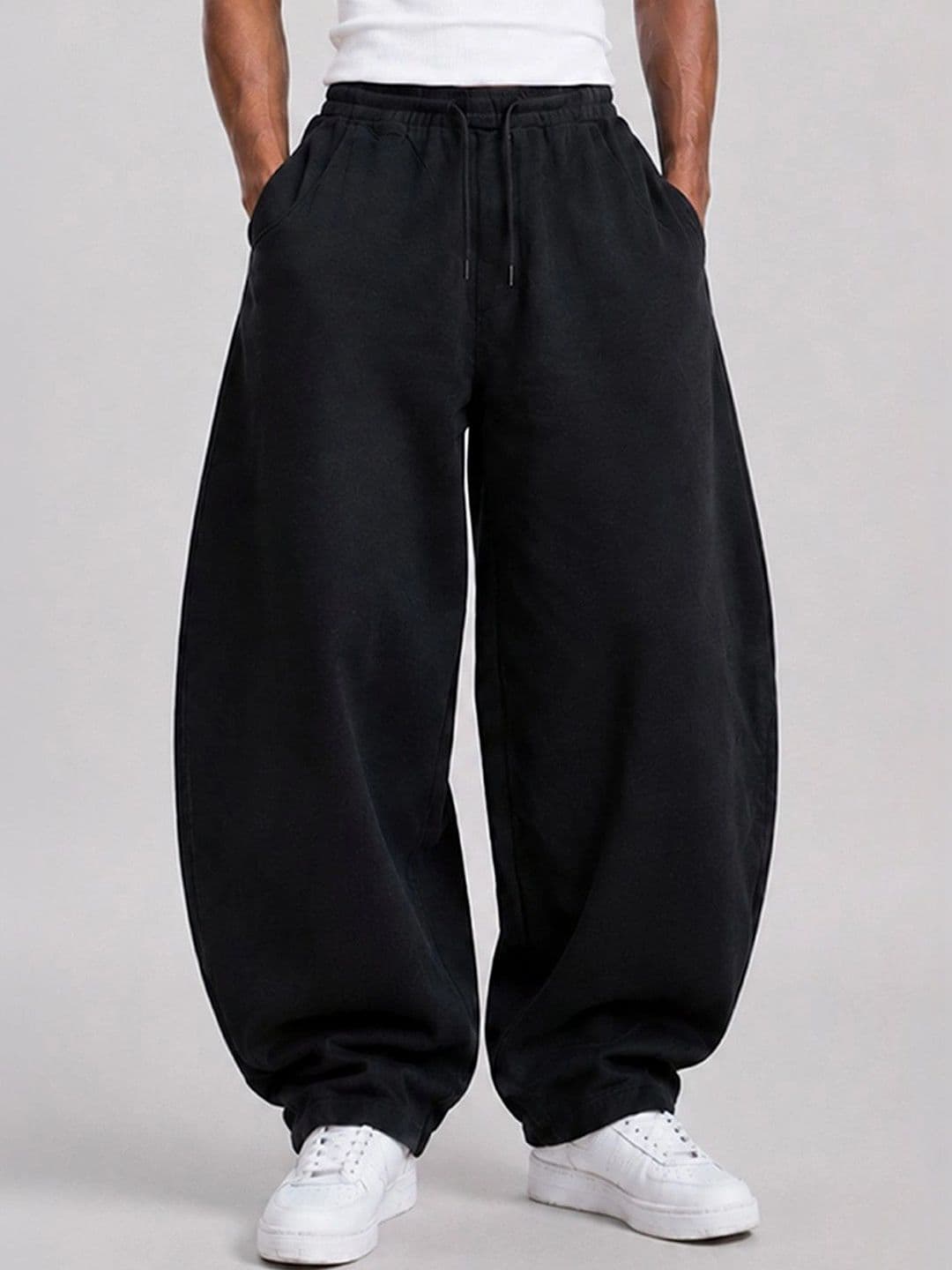 Powerlook Men Black Baggy Cotton Track Pants thumbnail 2