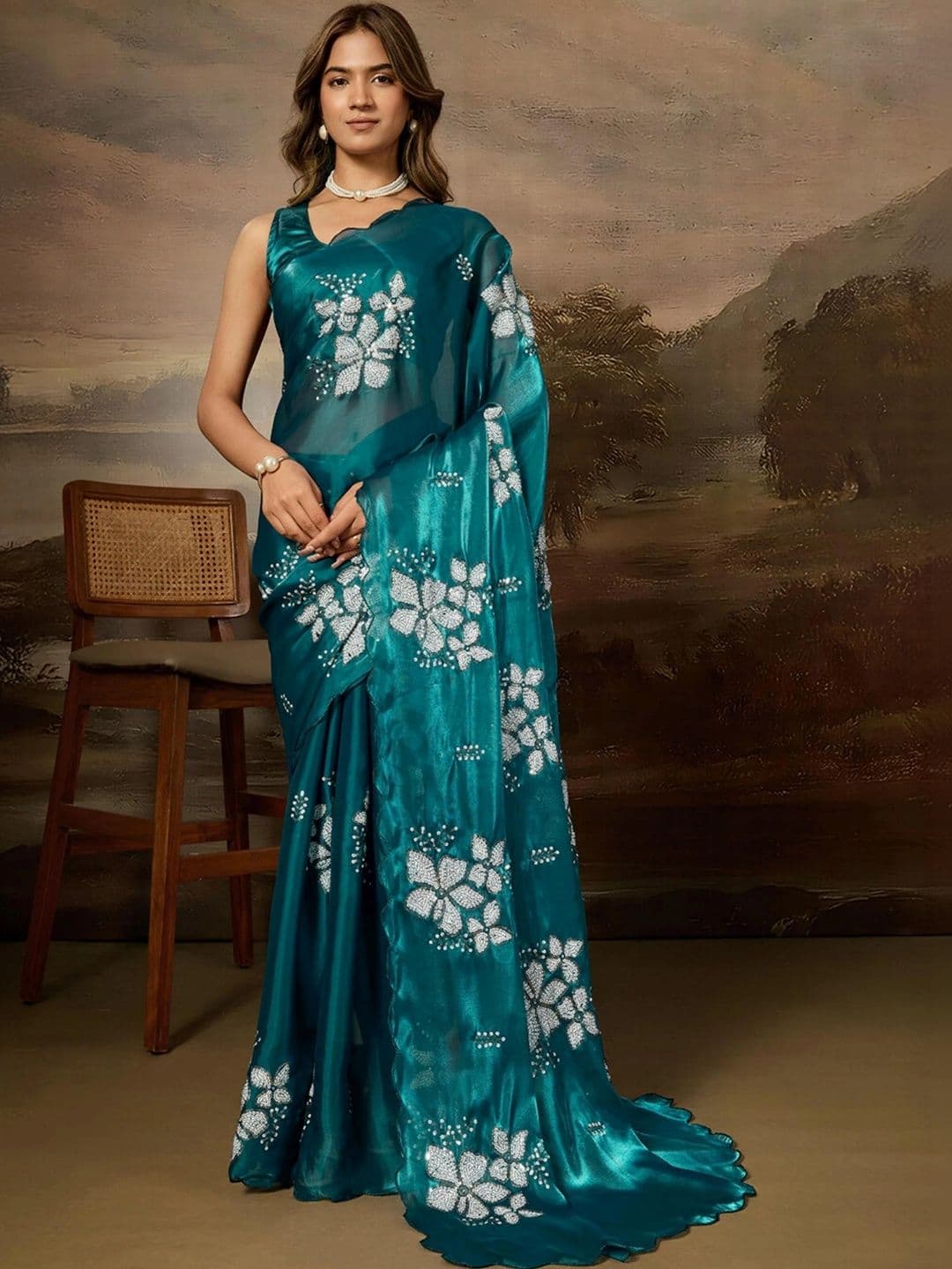 SZN Embellished Beads and Stones Art Silk Designer Saree - view 1