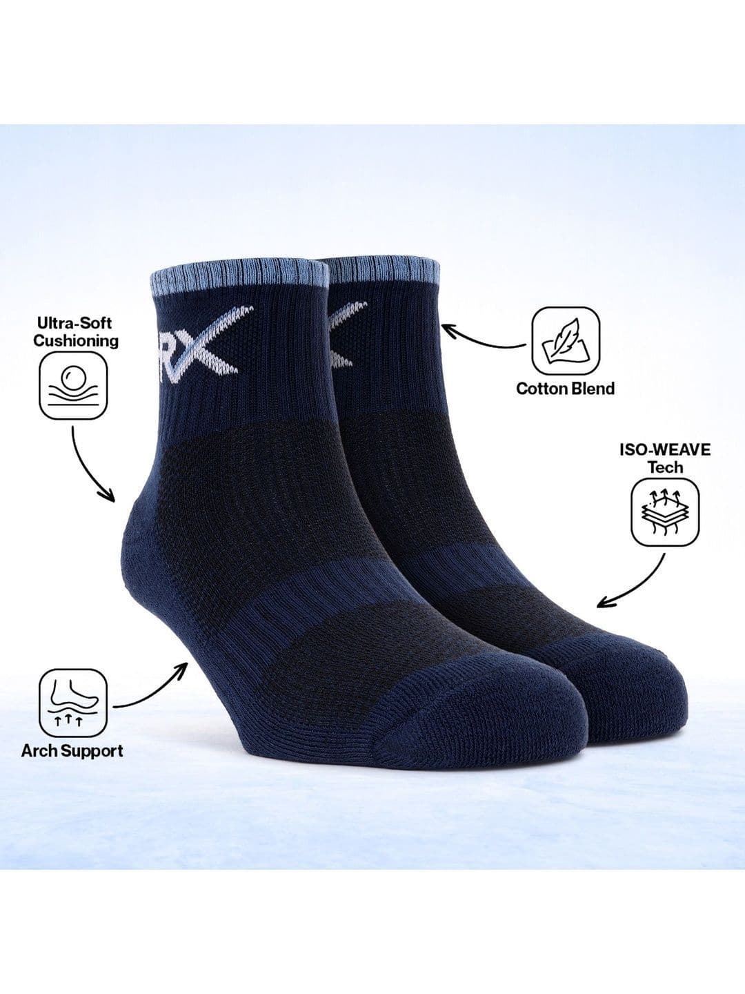 HRX by Hrithik Roshan Men Pack of 5 Colourblocked Ankle Length Socks thumbnail 2
