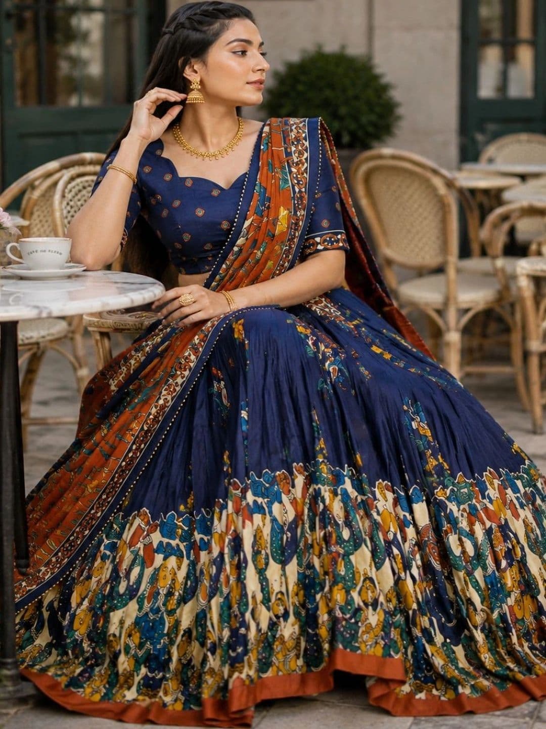 House of Pataudi Embroidered Semi-Stitched Lehenga & Unstitched Blouse With Dupatta thumbnail 2