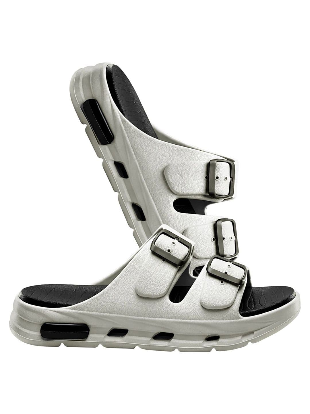 Bruton Men's Grey Adjustable Buckle Strap Slip-On Clogs thumbnail 2