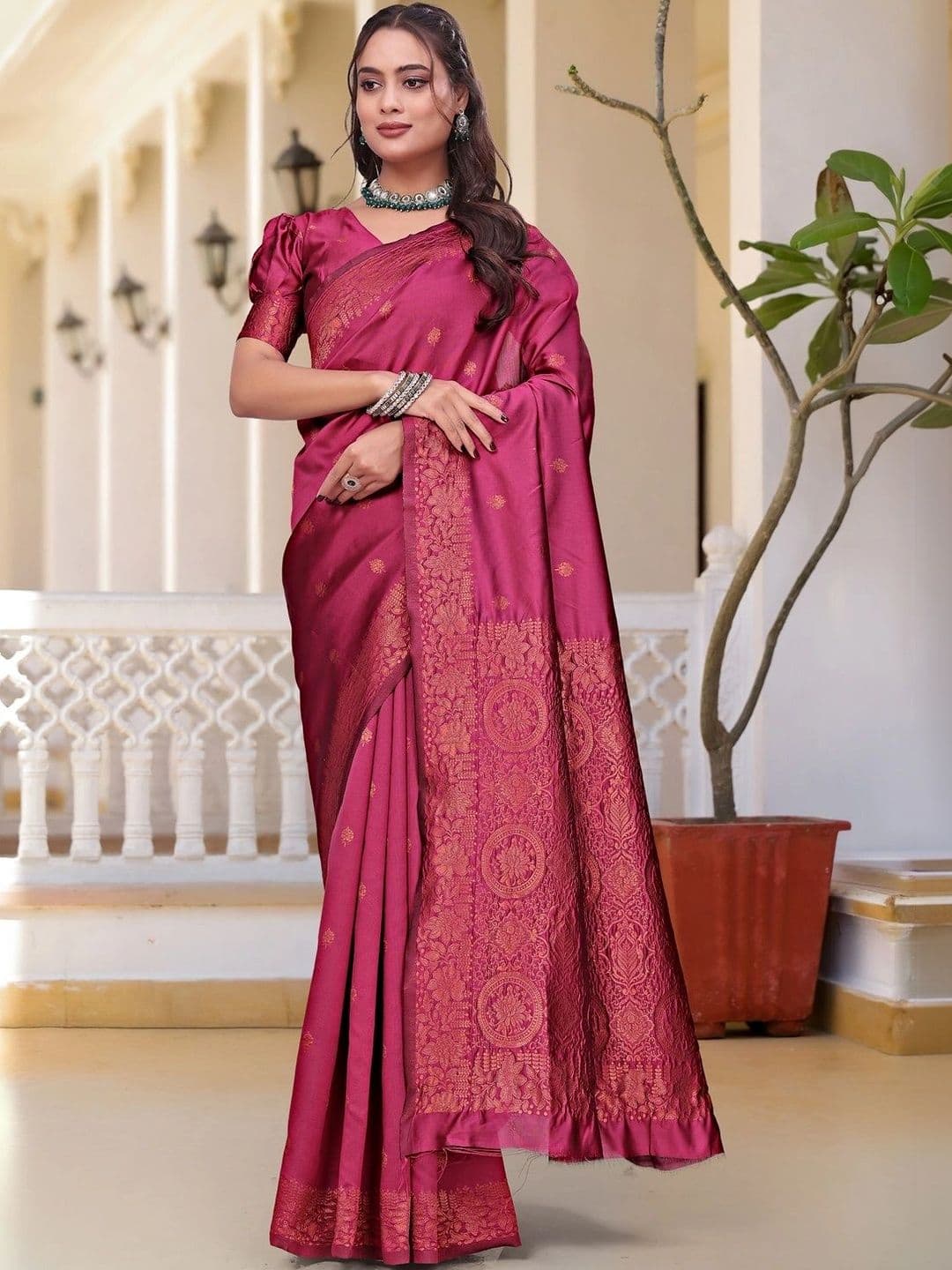 KALINI Woven Design Zari Silk Blend Saree - view 1