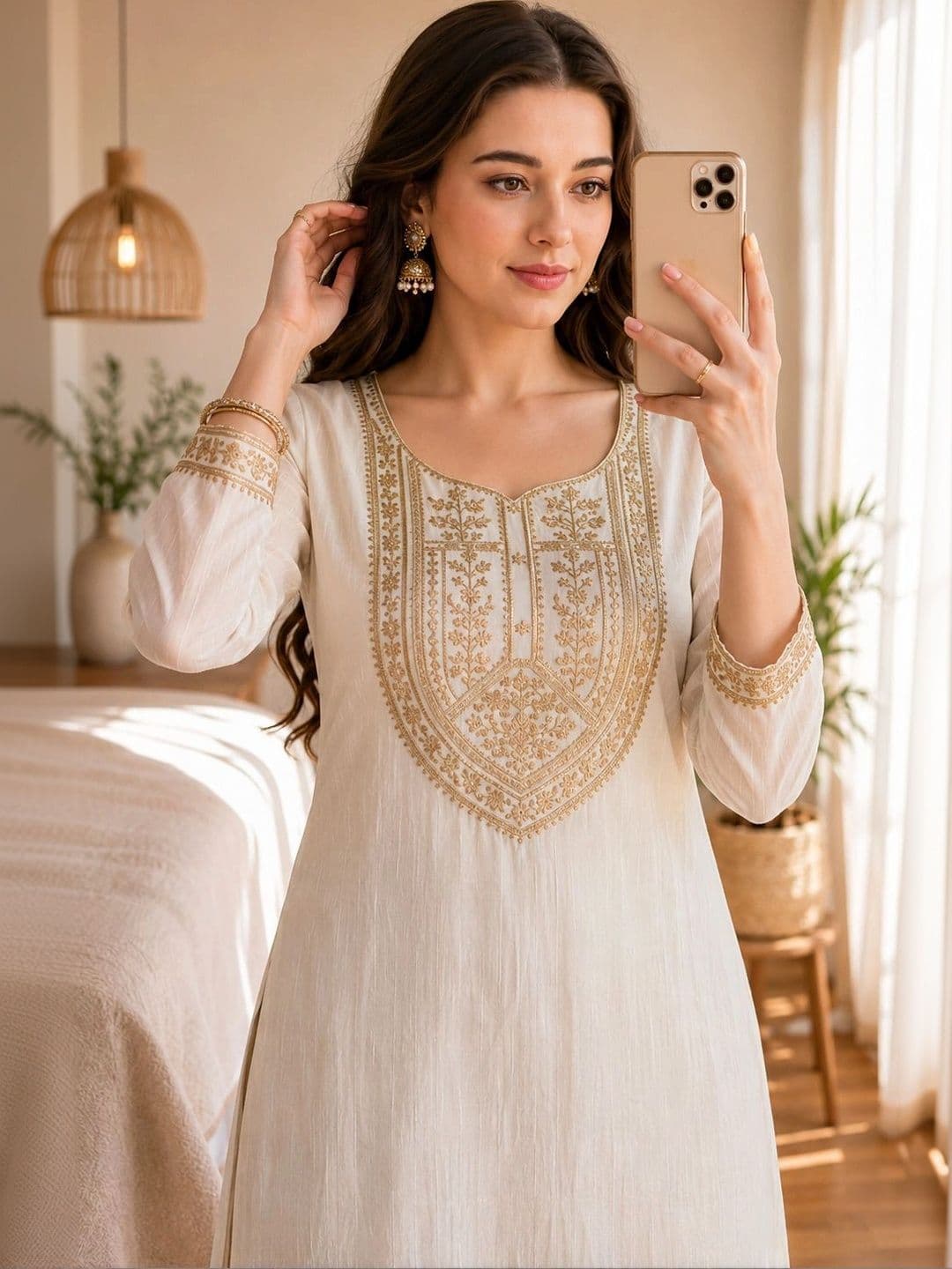 NARACHI TEXWORLD Women Ethnic Motifs Embroidered Thread Work Kurta thumbnail 4