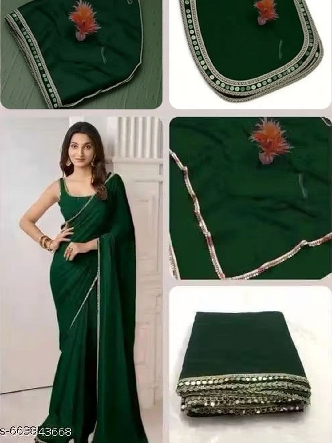 reeva fashion Mirror Work Saree thumbnail 4