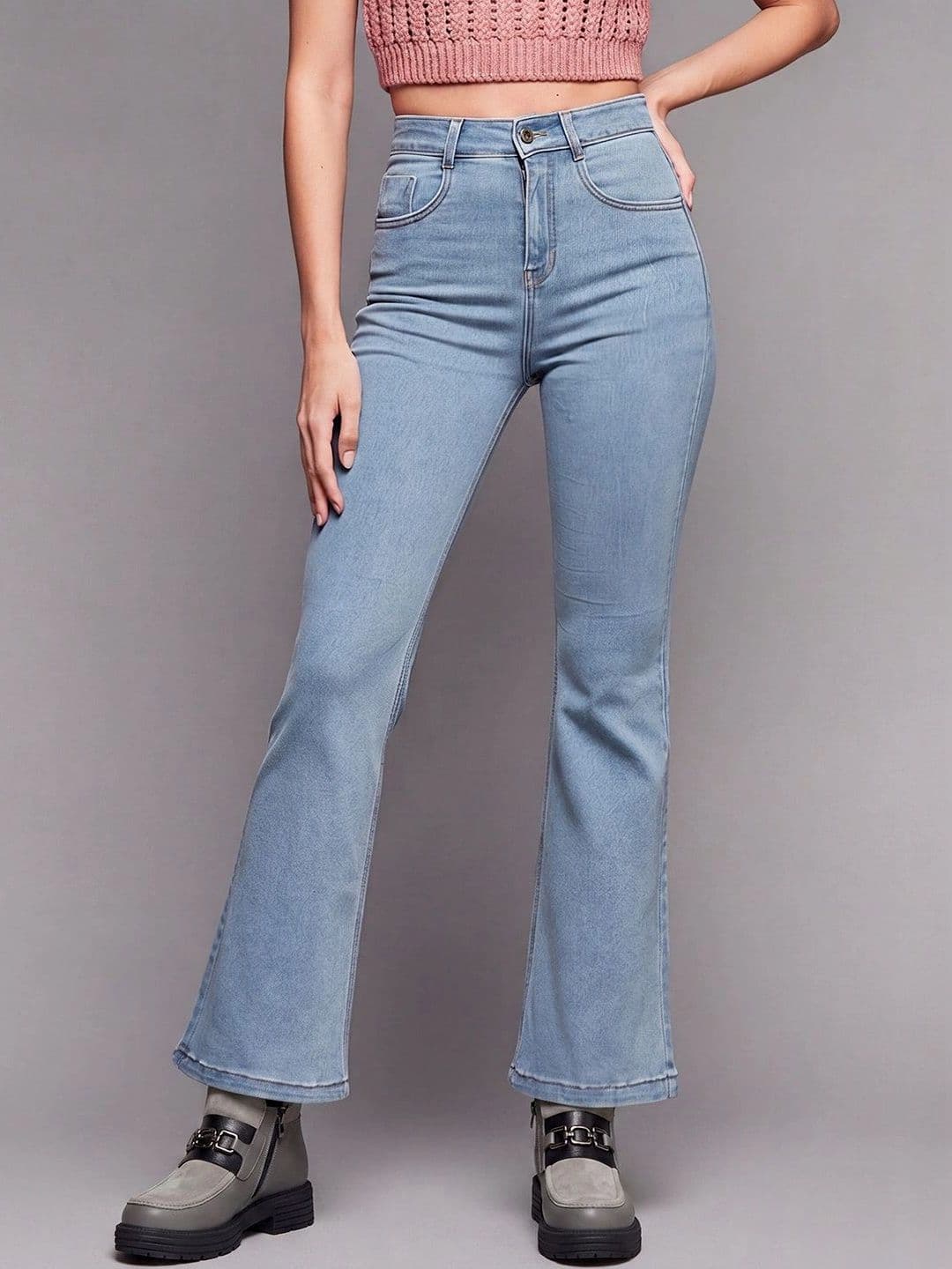 Mast & Harbour Women Bootcut High-Rise Heavy Fade Stretchable Jeans - view 1