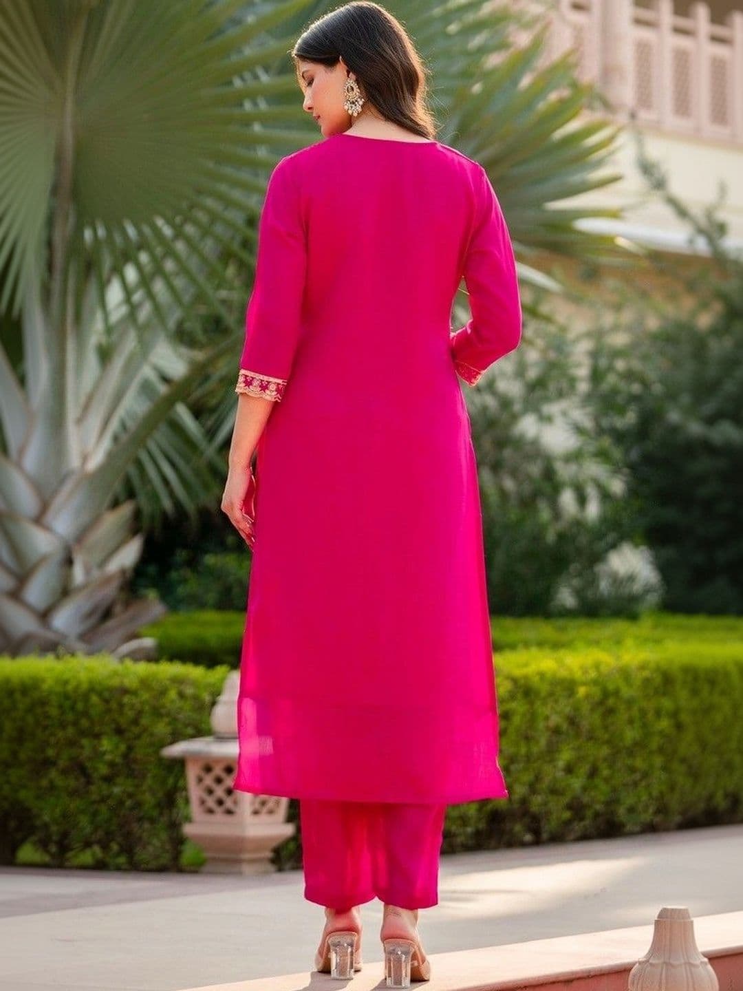 all about you Women Ethnic Motifs Embroidered Regular Kurta with Trousers & With Dupatta thumbnail 7