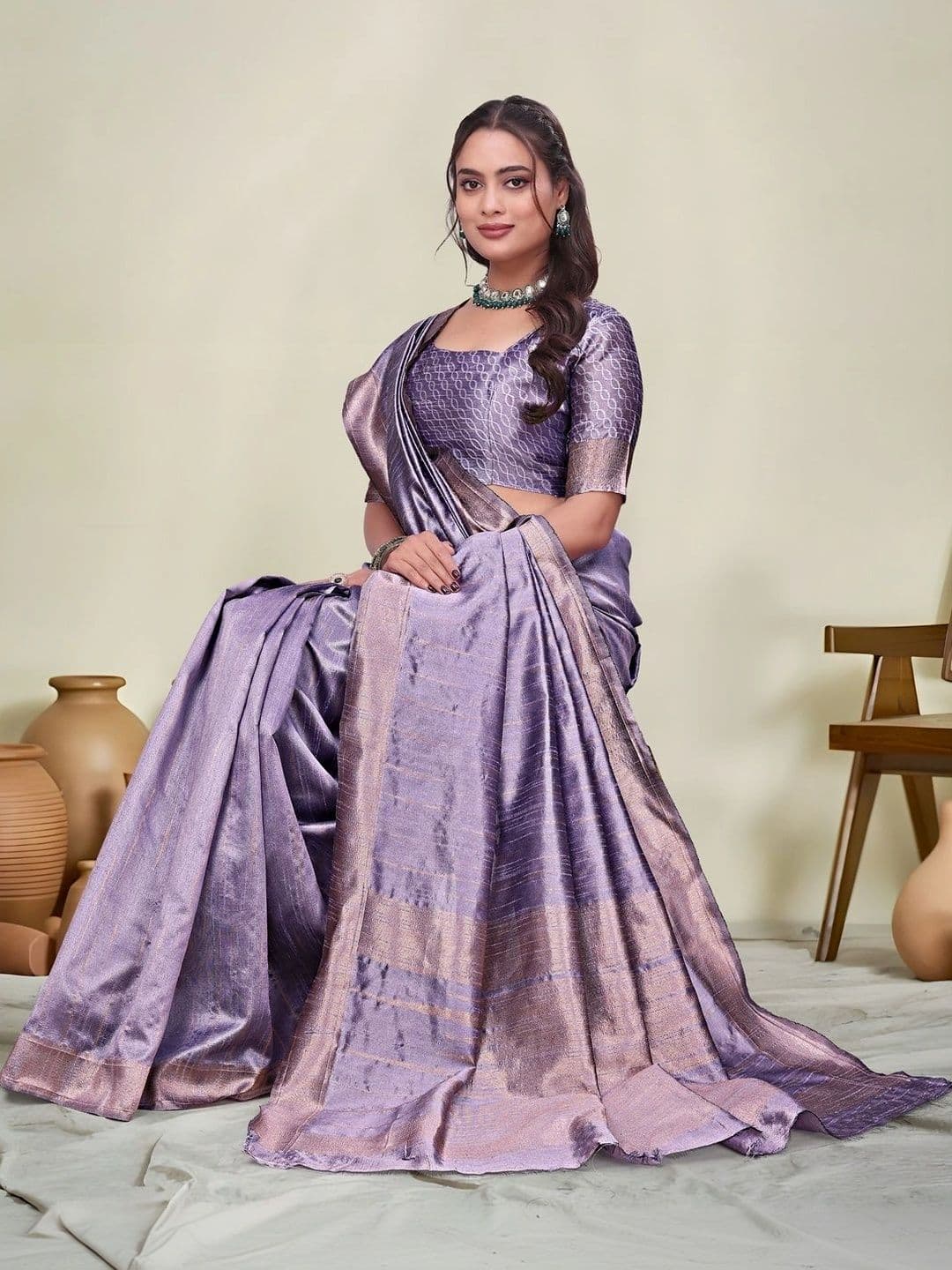 KALINI Woven Design Zari Silk Blend Saree thumbnail 3