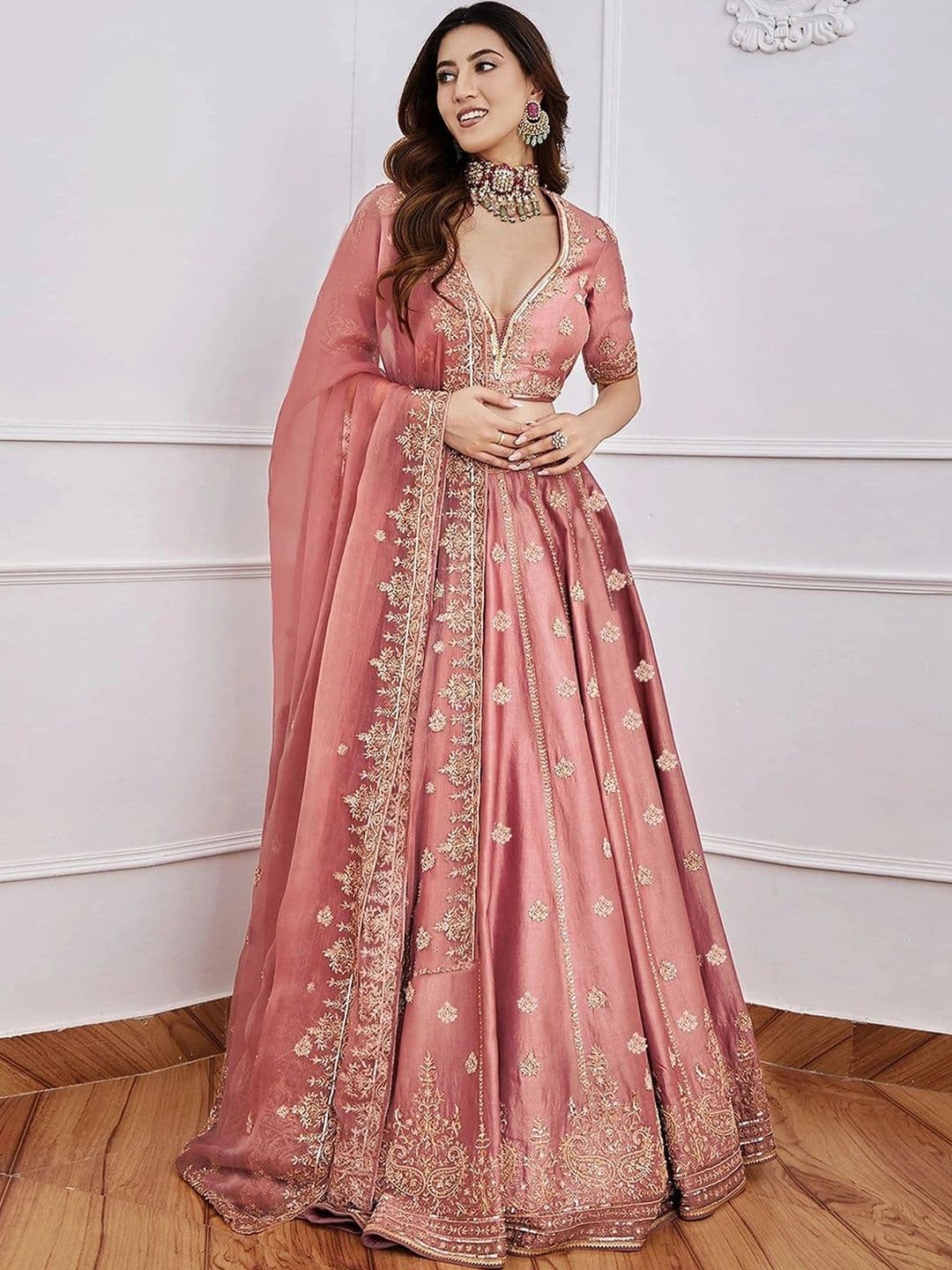 SIDDESHWARY FAB Embellished Semi-Stitched Lehenga & Unstitched Blouse With Dupatta - view 1