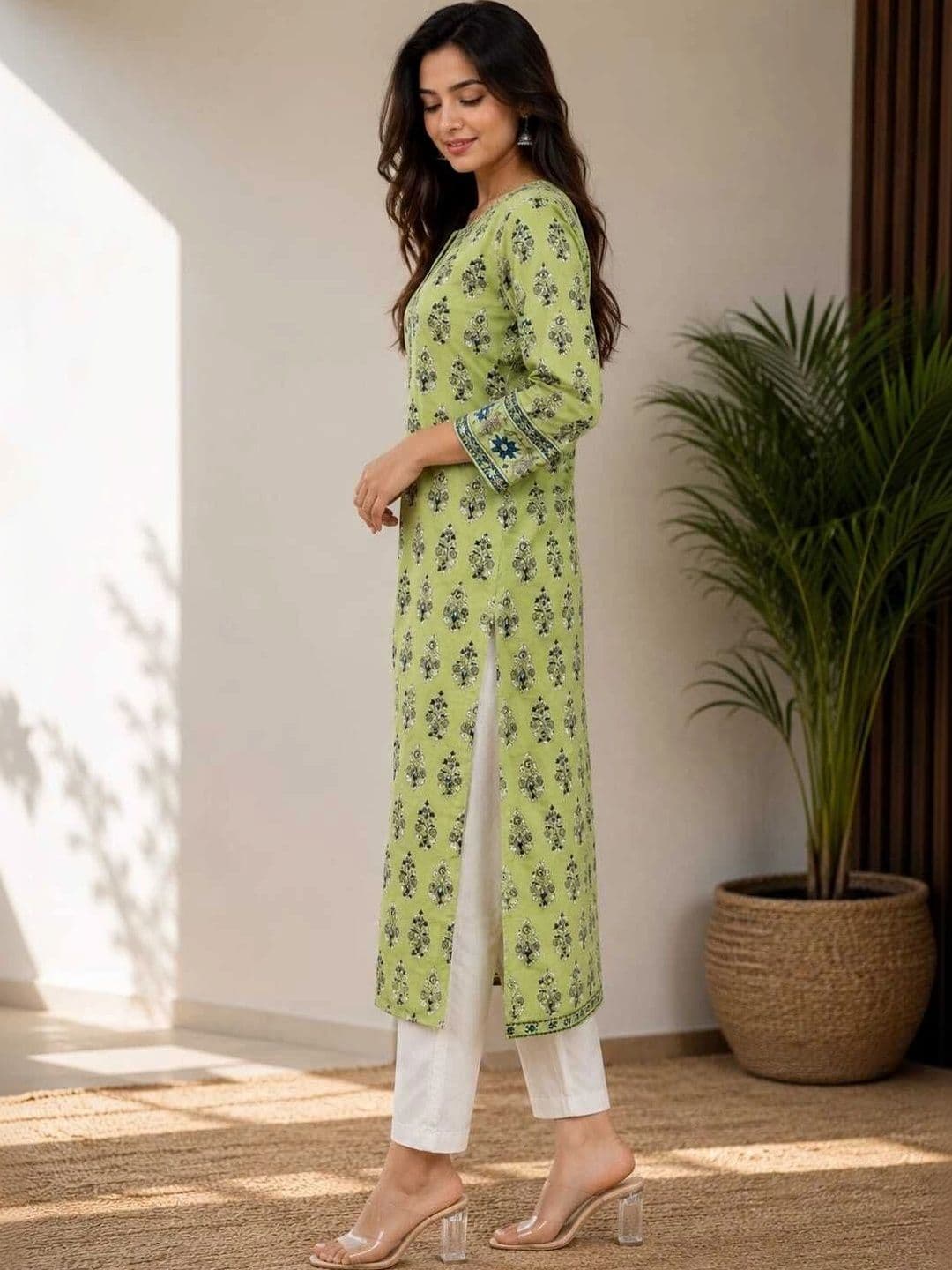 FASHION INK Women Ethnic Motifs Printed Thread Work Indie Prints Kurta thumbnail 5