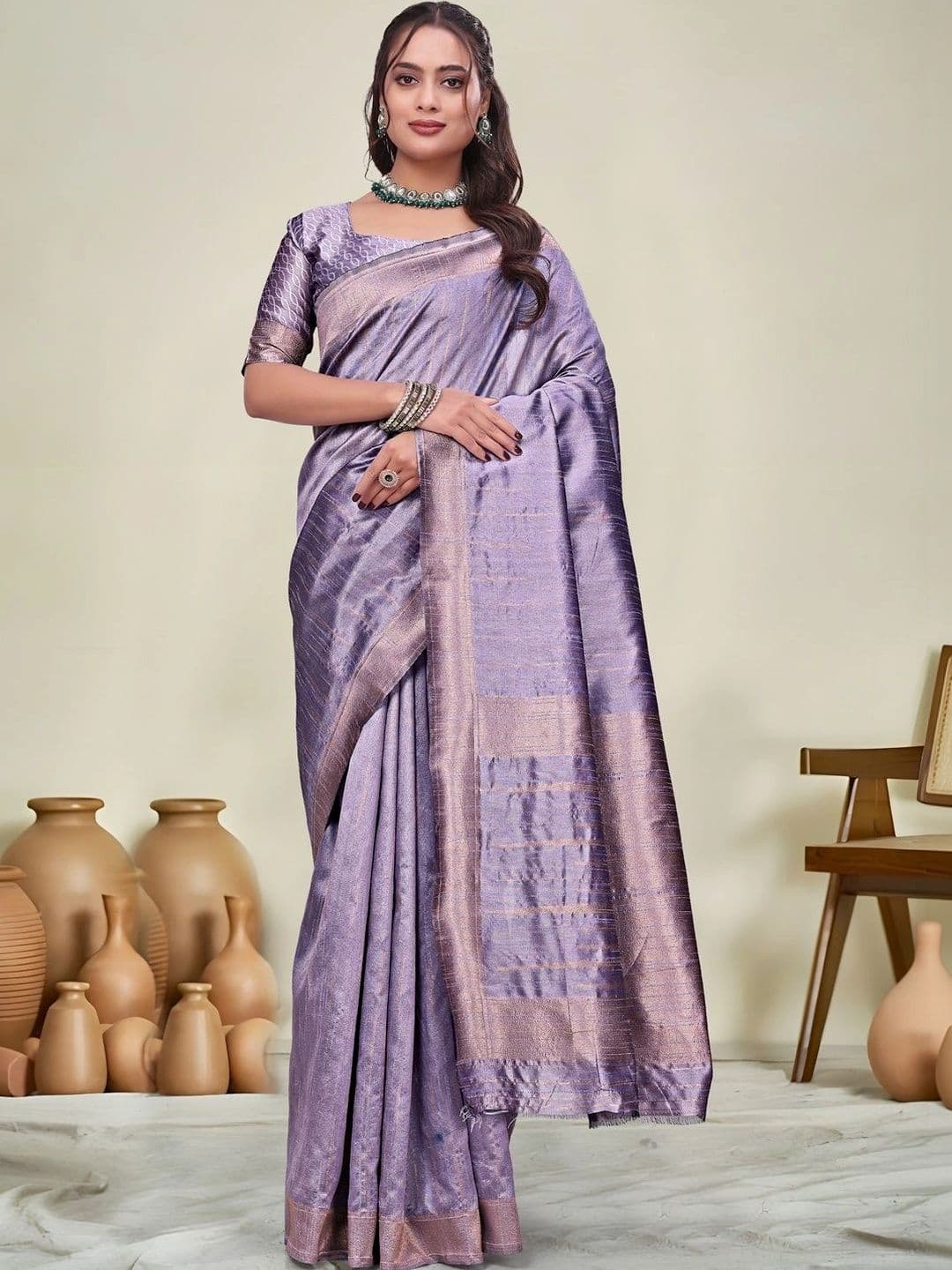 KALINI Woven Design Zari Silk Blend Saree - view 1