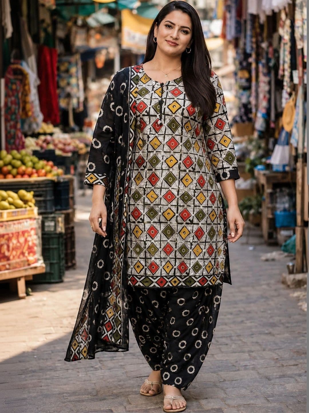 KALINI Women Printed Regular Kurta with Patiala & With Dupatta - view 1