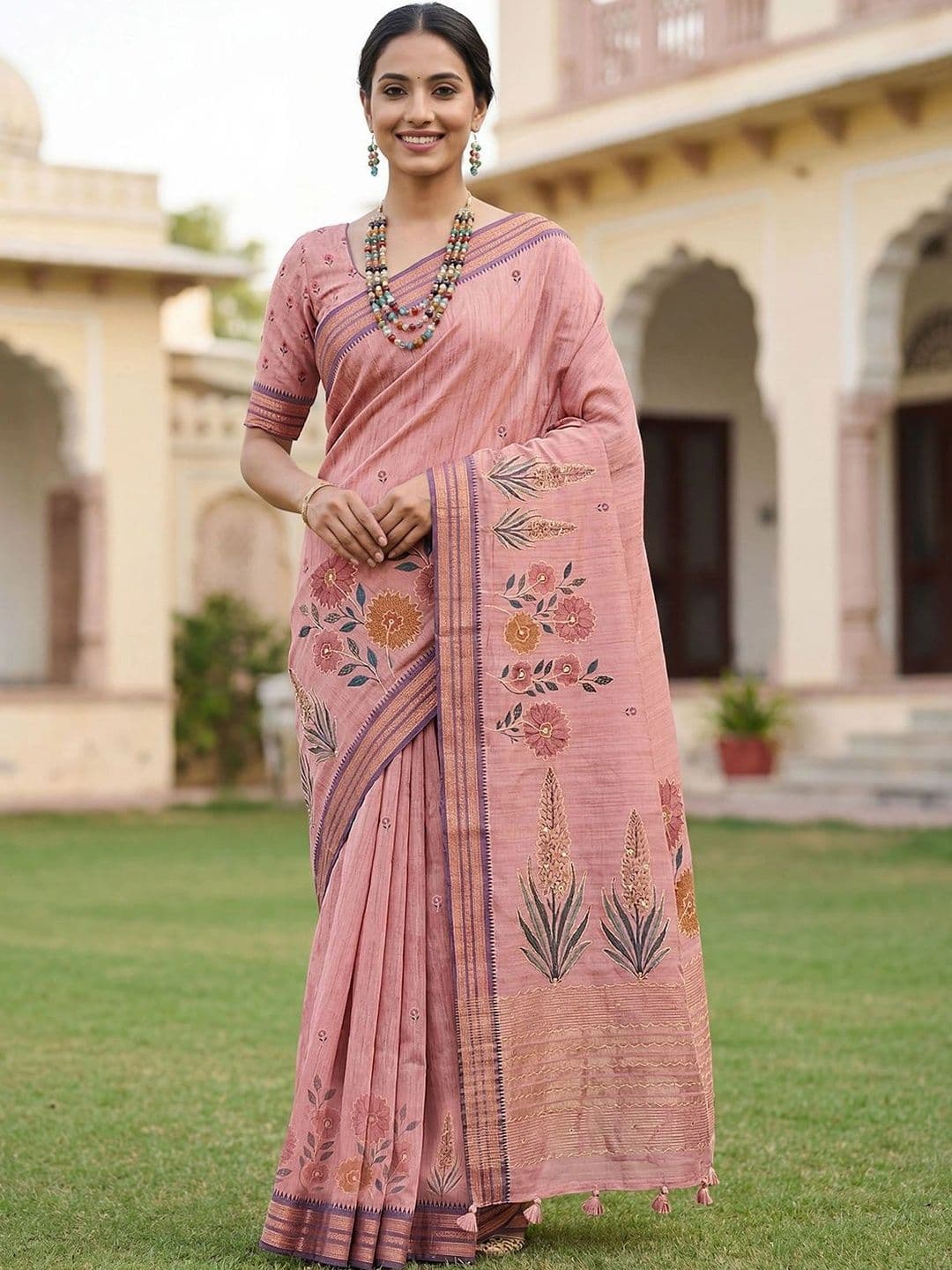 Mitera Floral Embroidered Saree - view 1