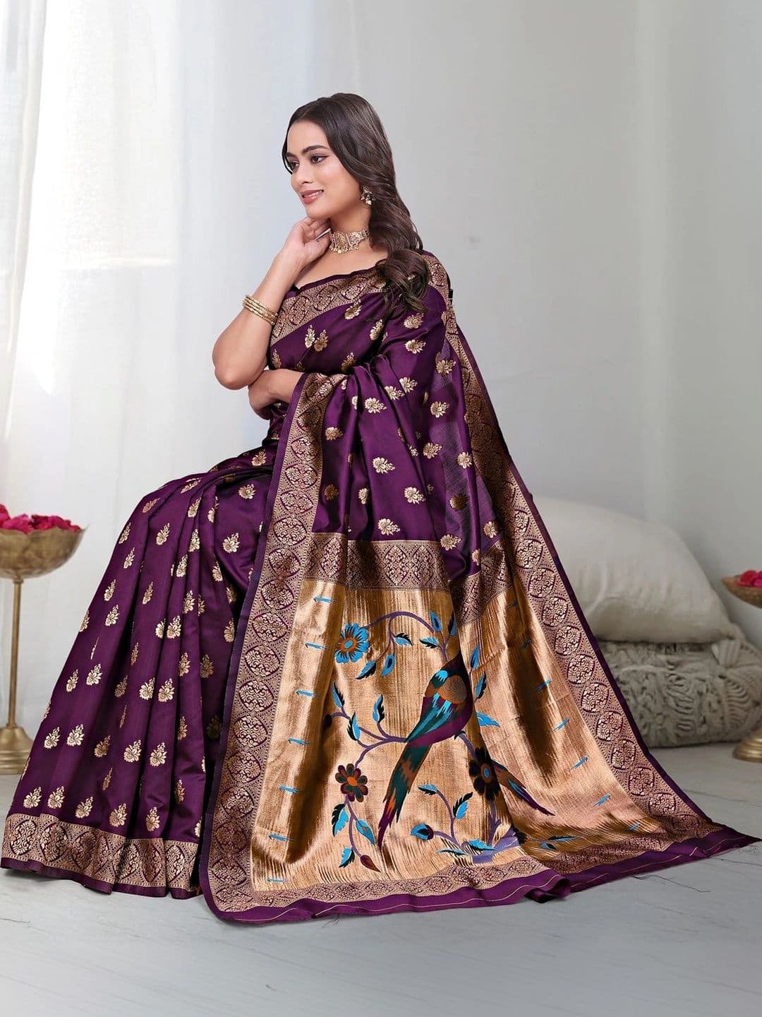 KALINI Woven Design Zari Silk Blend Saree thumbnail 5