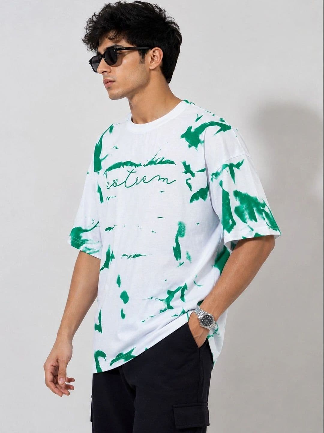 AEMA Men Abstract Printed Oversized T-shirt thumbnail 2