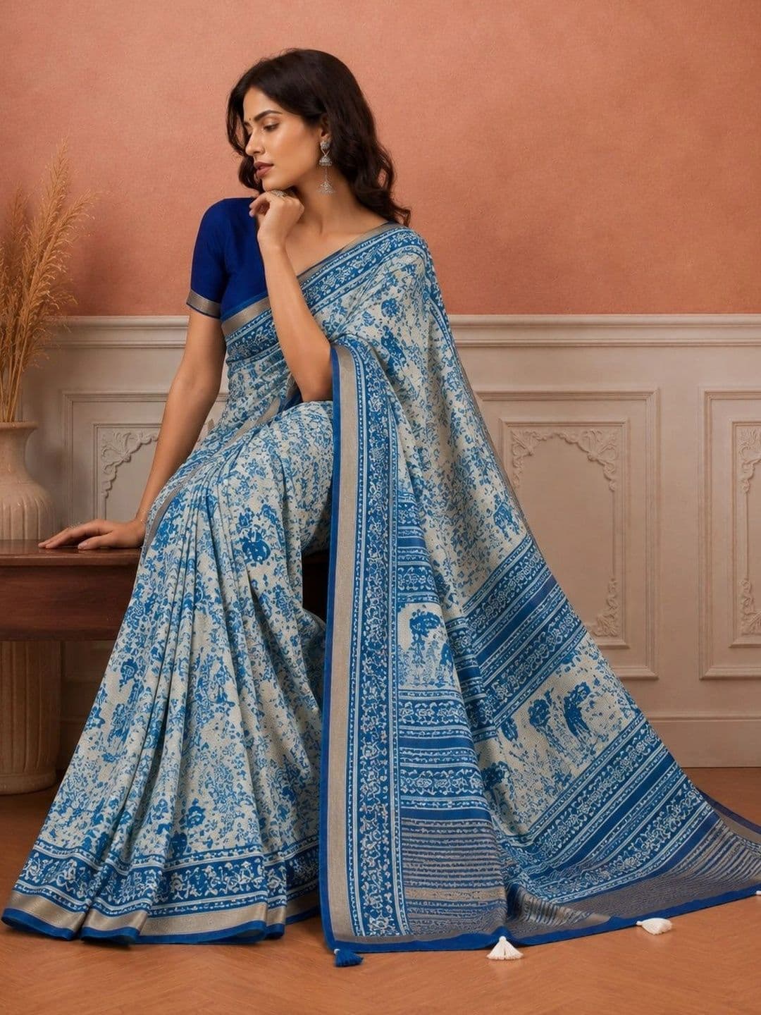 all about you Silk Cotton Designer Saree thumbnail 3
