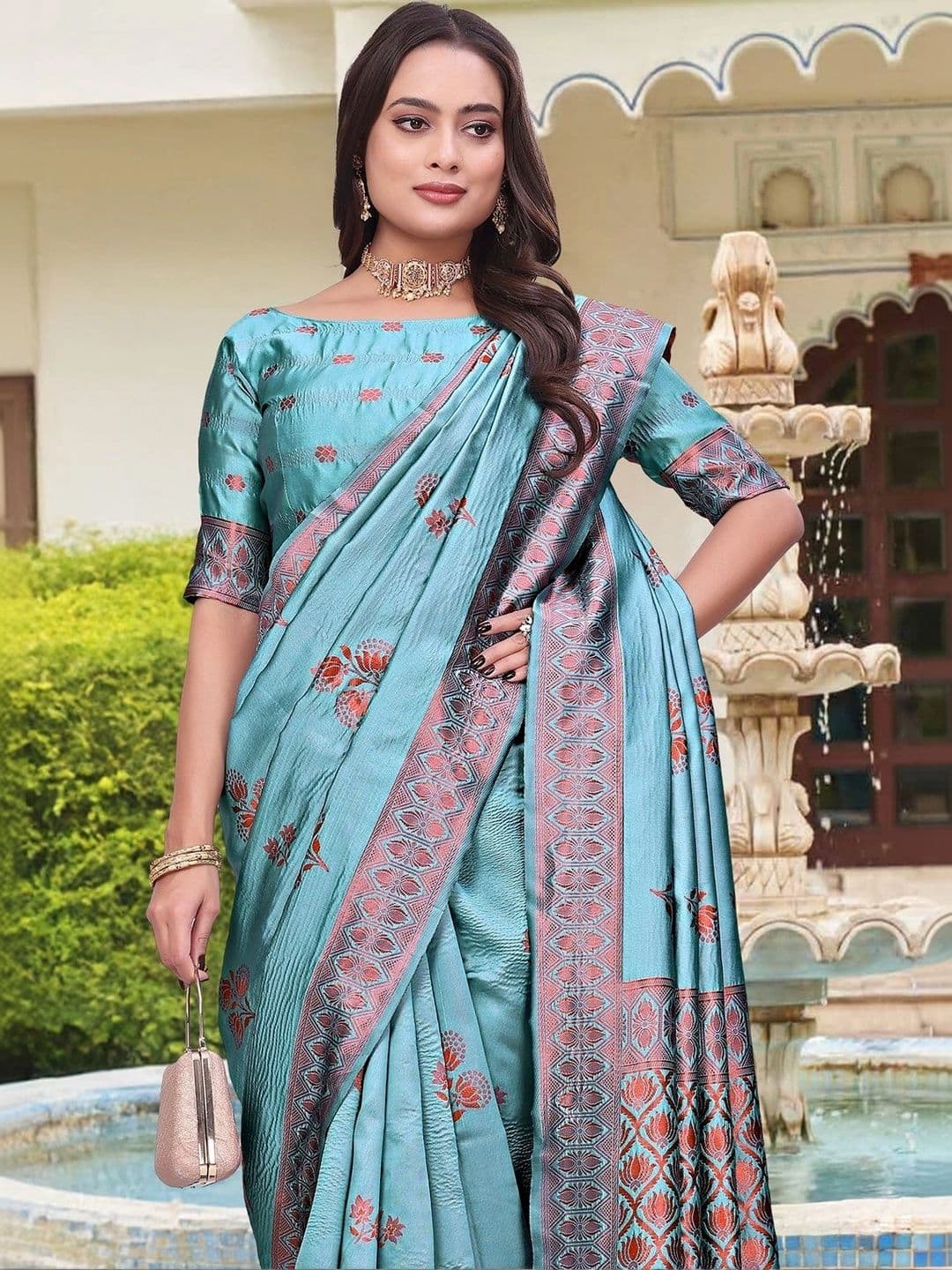 KALINI Woven Design Zari Silk Blend Saree thumbnail 2