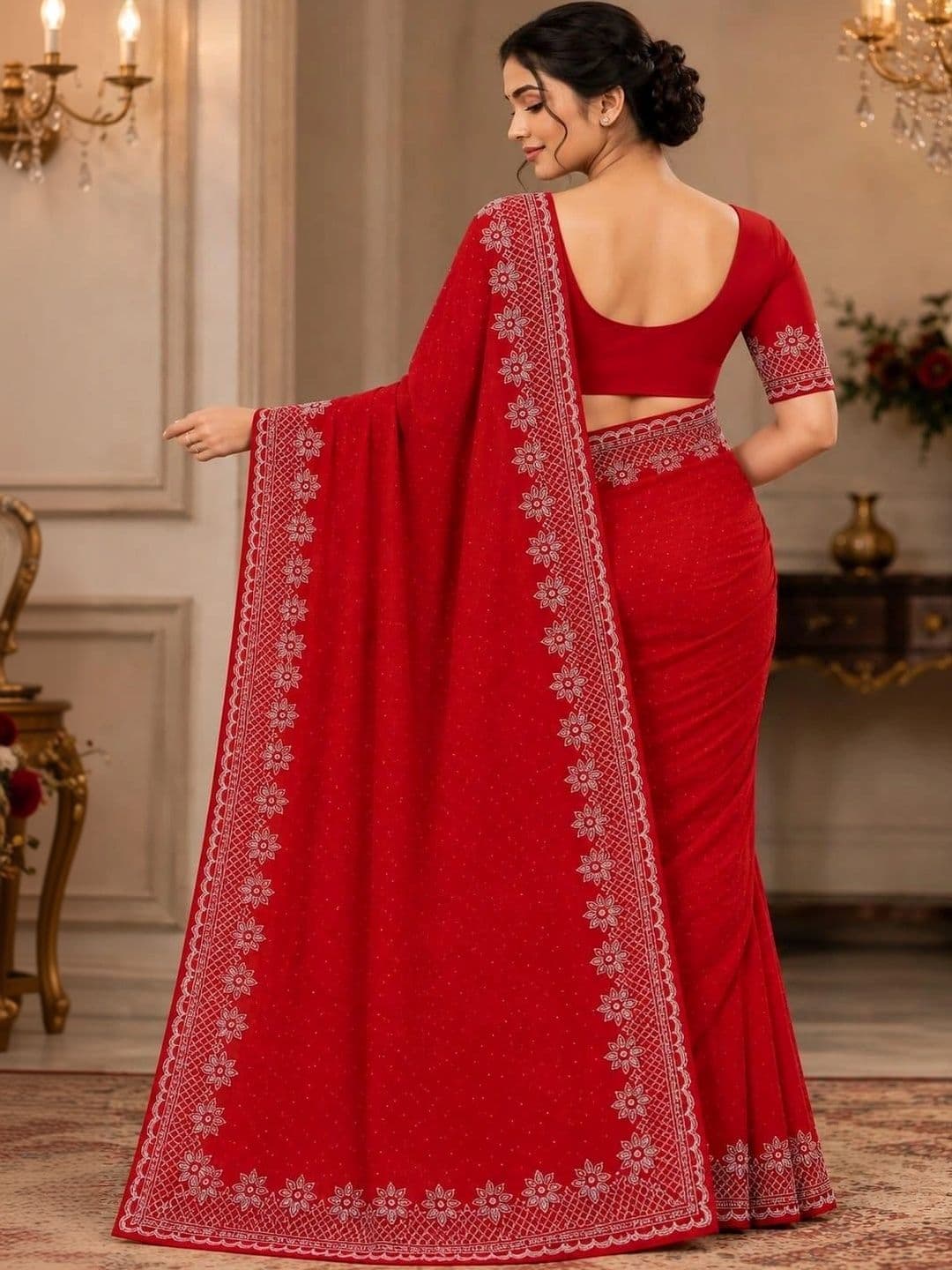 KALINI Floral Embroidered Silk Blend Bhagalpuri Saree thumbnail 5