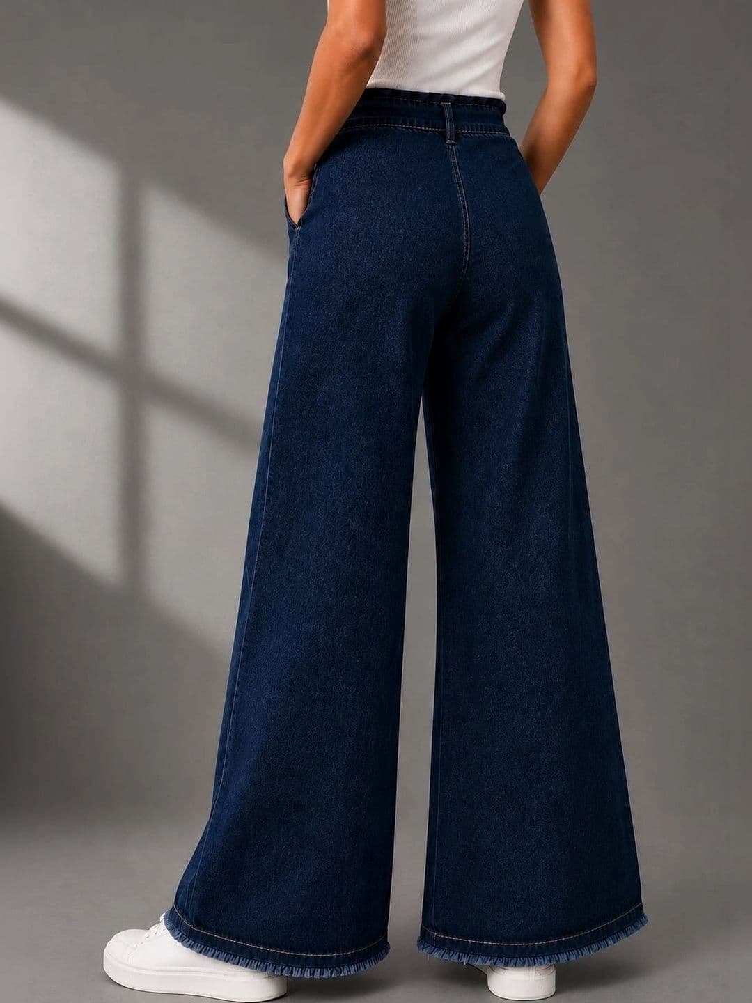 Mast & Harbour Women Comfort Wide Leg High-Rise Cuffed Hem Jeans thumbnail 3