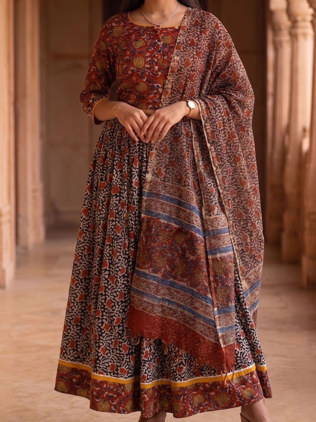 Avishya Printed Block Print Ready to Wear Lehenga & Blouse With Dupatta thumbnail 7
