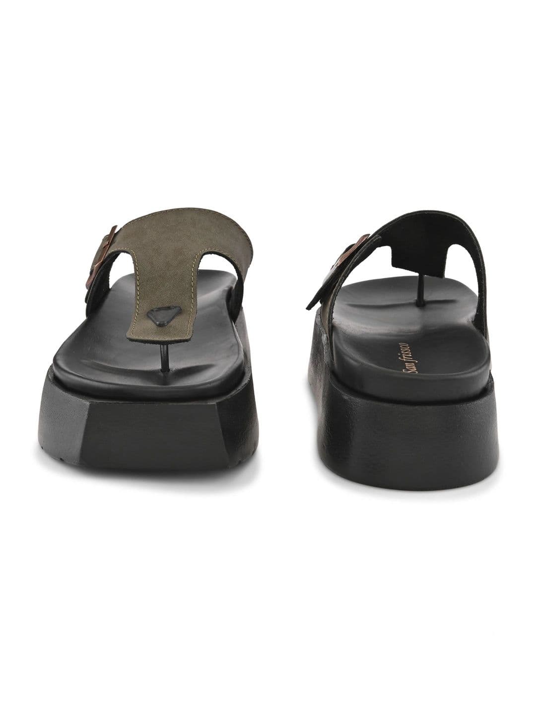 San Frissco Men Suede Olive Buckle Toe-Loop Sandals with Cushioned Footbed Slip-On thumbnail 3