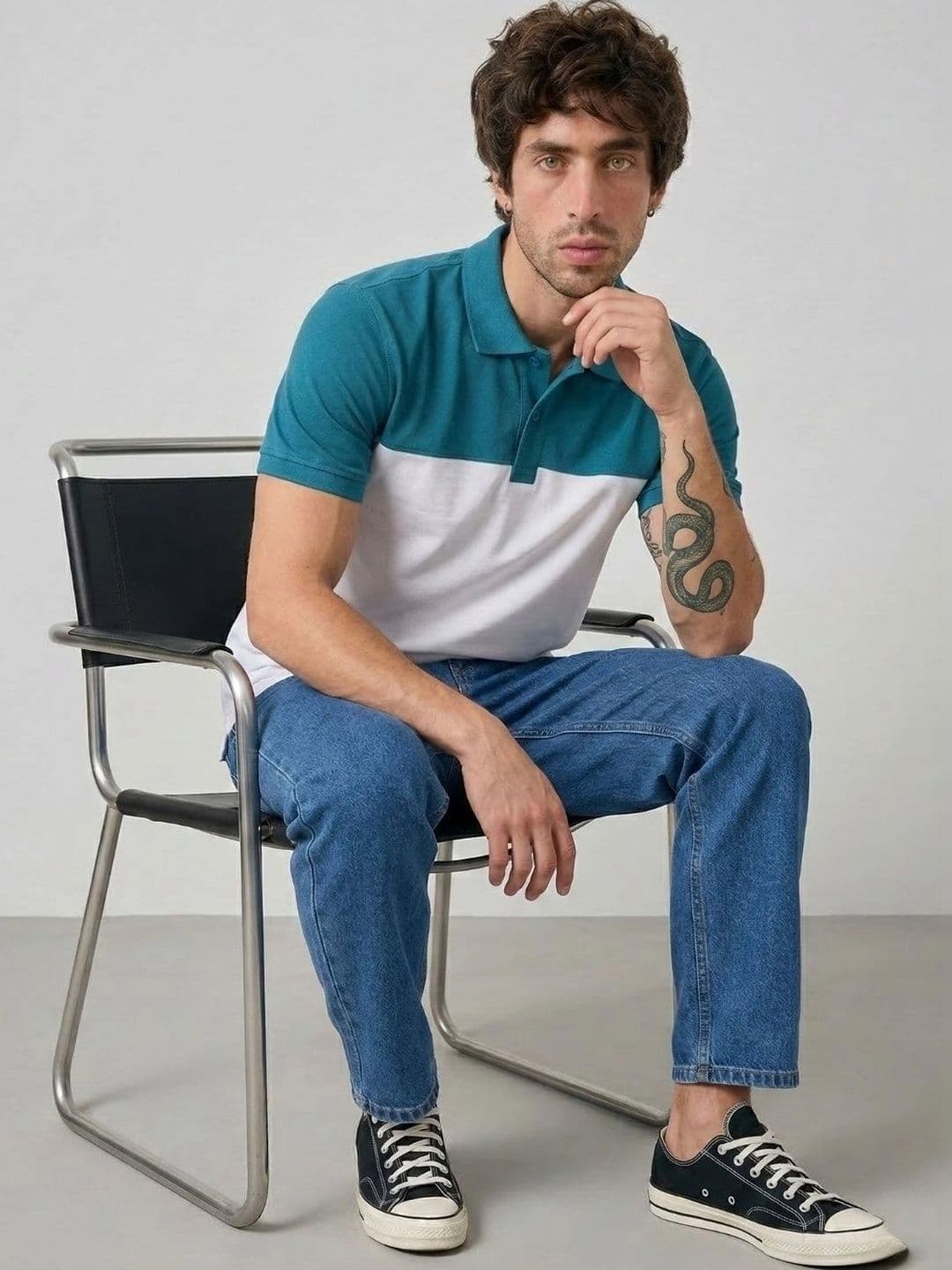 Kook N Keech Men Colourblocked Polo Collar T-shirt thumbnail 2