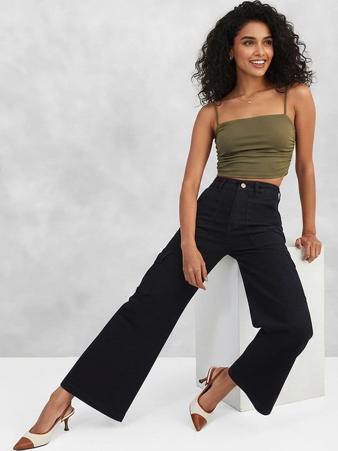 Mast & Harbour Women Wide Leg High-Rise Heavy Fade Stretchable Jeans thumbnail 4