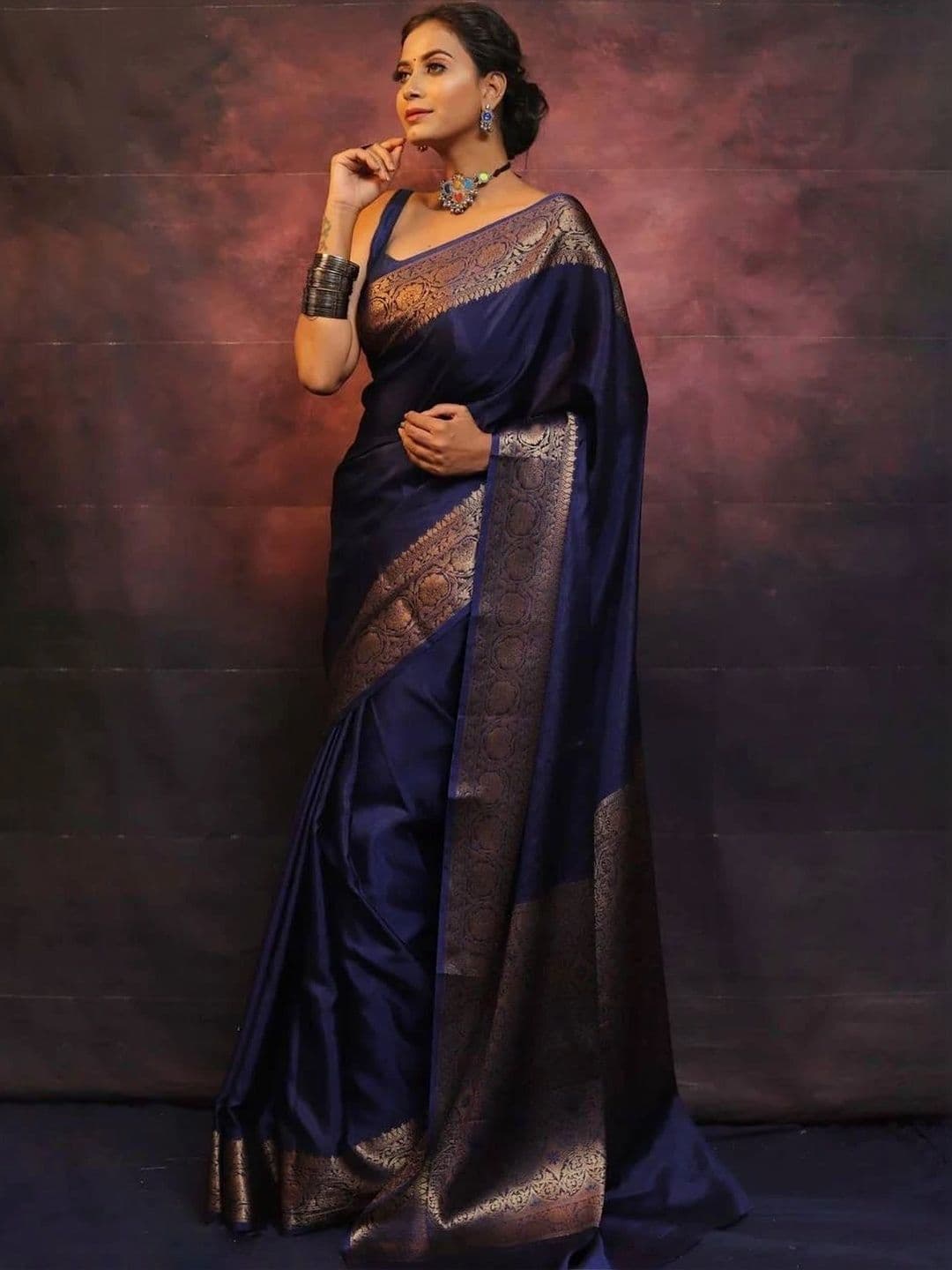 House Of Nazakat Woven Design Zari Art Silk Banarasi Saree thumbnail 5