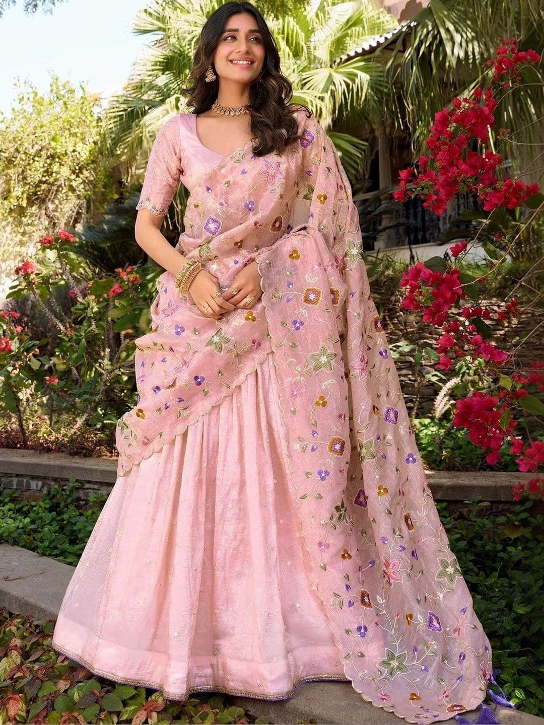 Moda Rapido Embroidered Thread Work Semi-Stitched Lehenga & Unstitched Blouse With Dupatta thumbnail 5