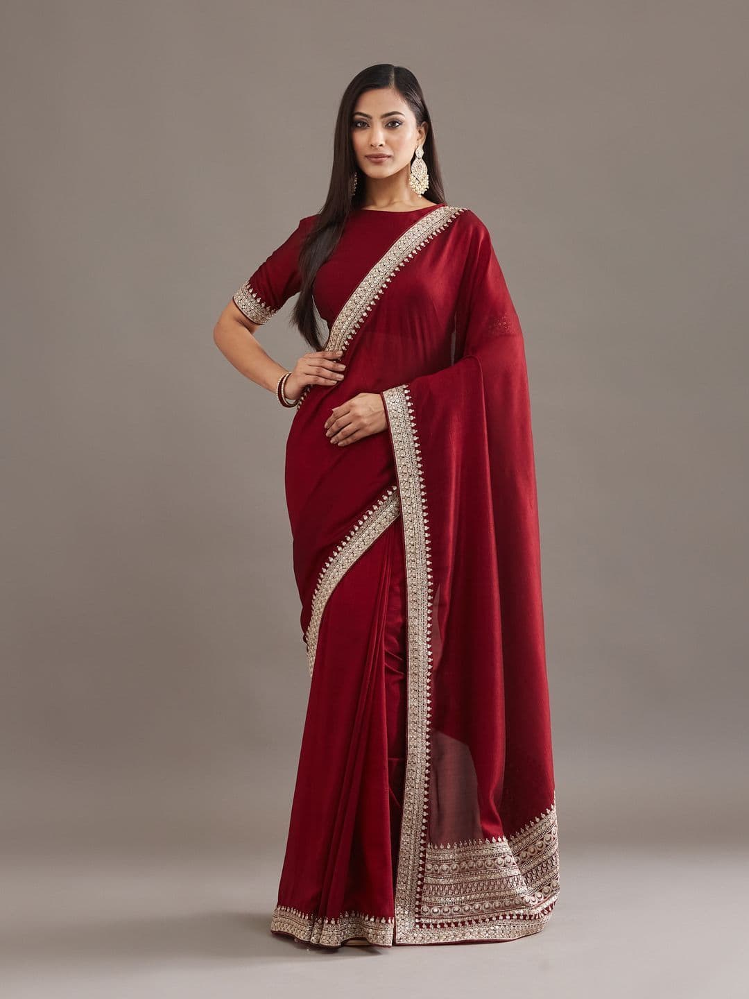 kasee Embellished Zari Silk Blend Heavy Work Saree thumbnail 4