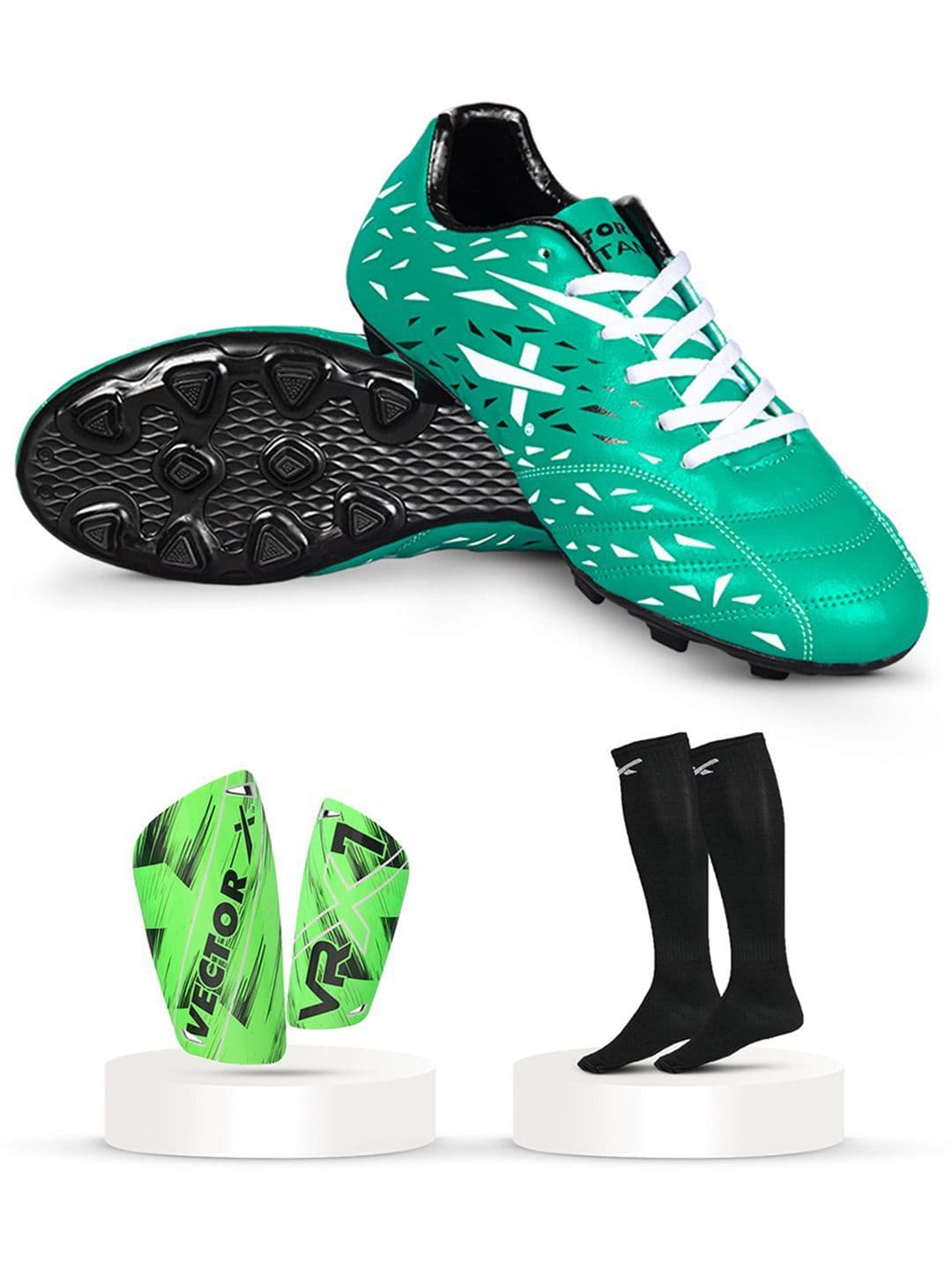 VECTOR X Men Titan Shoes with Pair of Shin Guard & Stockings Football Soccer Combo Kit - view 1