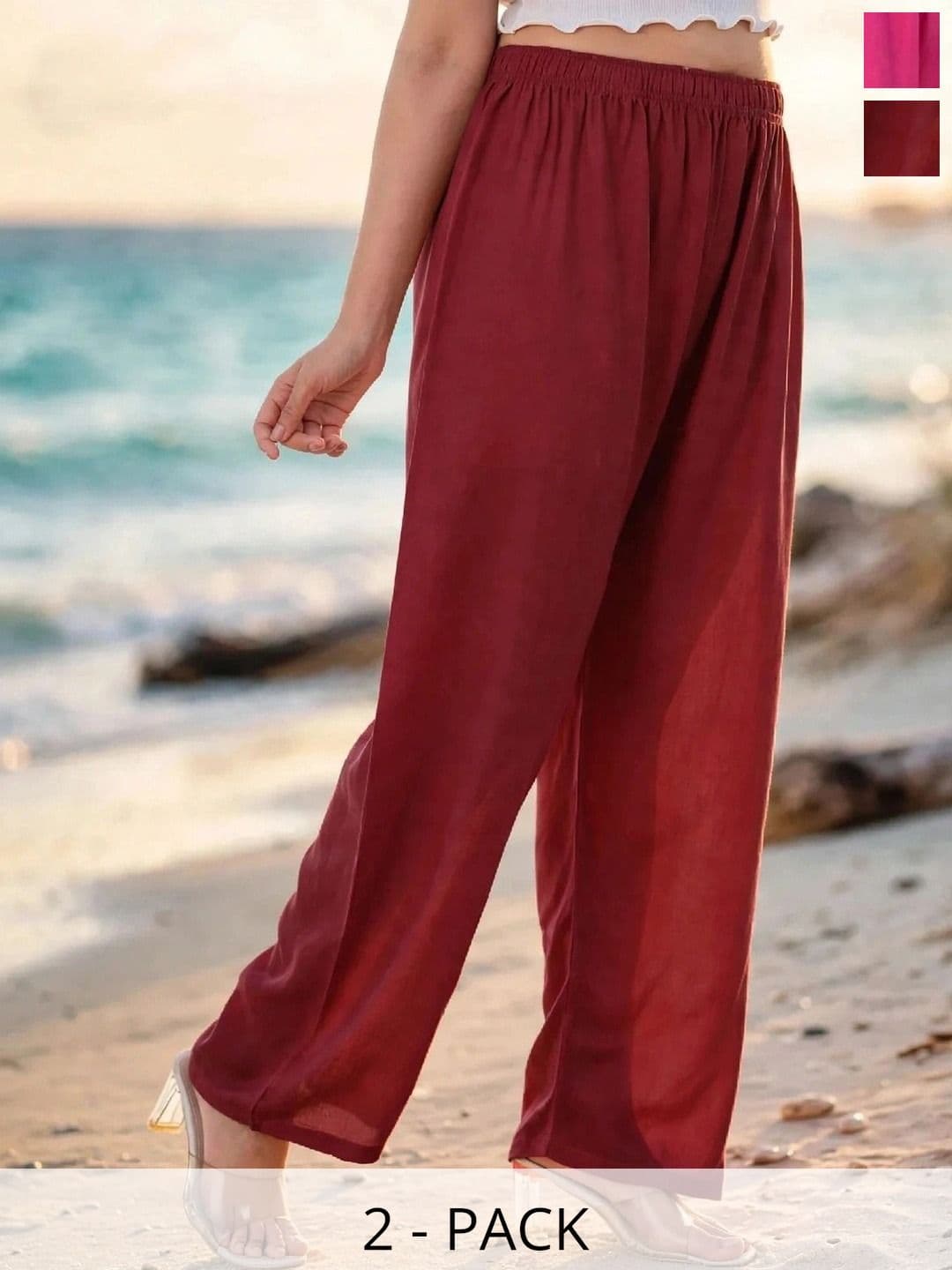 MICHAEL KOVLIN Women Pack of 2 Comfortable Trending Wide Leg Luxe Flared Palazzo - view 1