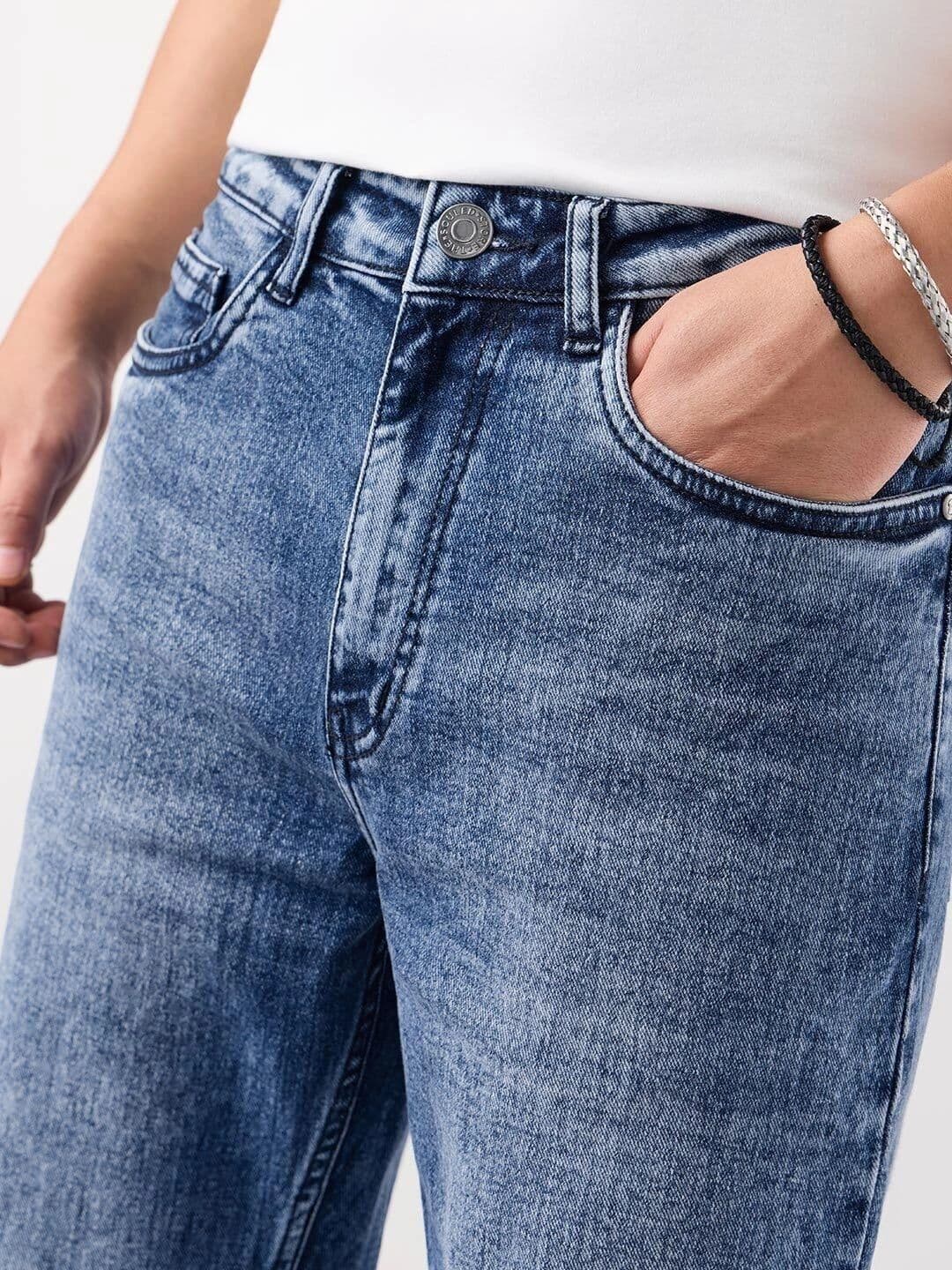 The Souled Store Men Straight Fit Mid-Rise Light Fade Stretchable Jeans thumbnail 5