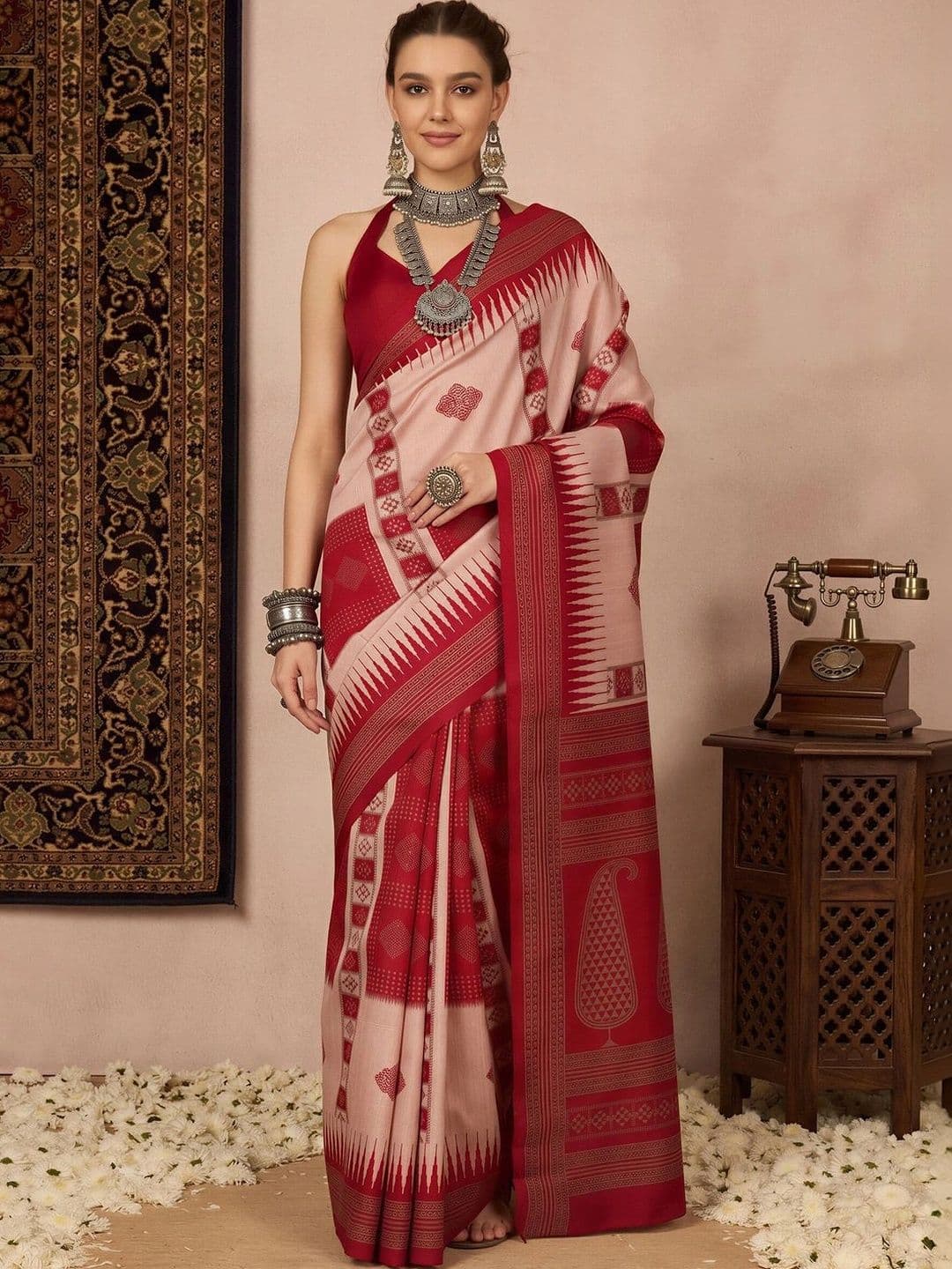 Anouk Silk Blend Designer Ikat Saree - view 1