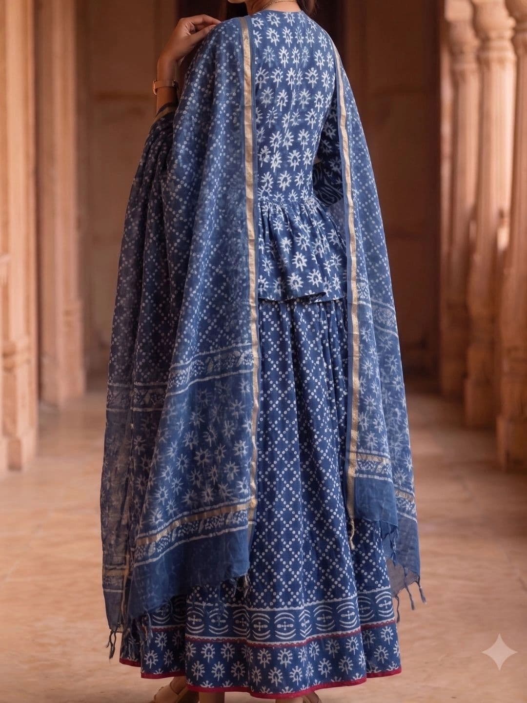 Avishya Printed Block Print Ready to Wear Lehenga & Blouse With Dupatta thumbnail 2