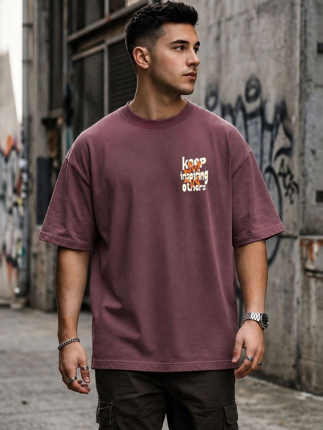 PANDA POPS Men Typography Printed Drop-Shoulder Sleeves T-shirt thumbnail 4