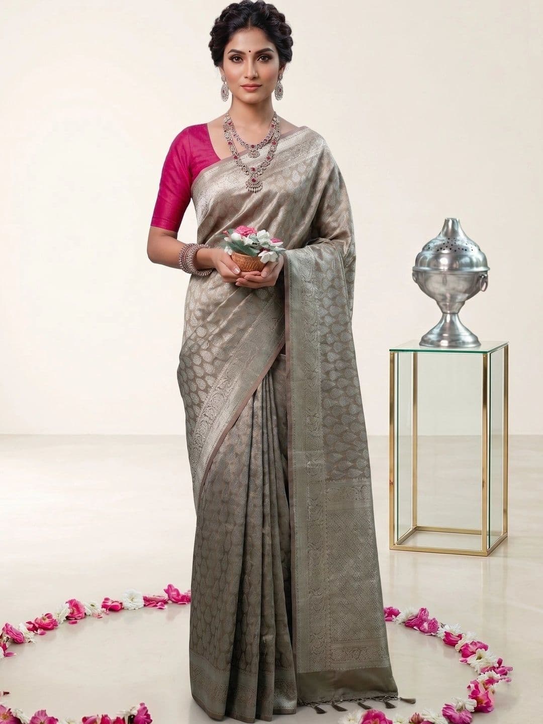 MITAL ENTERPRISE Woven Design Zari Art Silk Saree - view 1