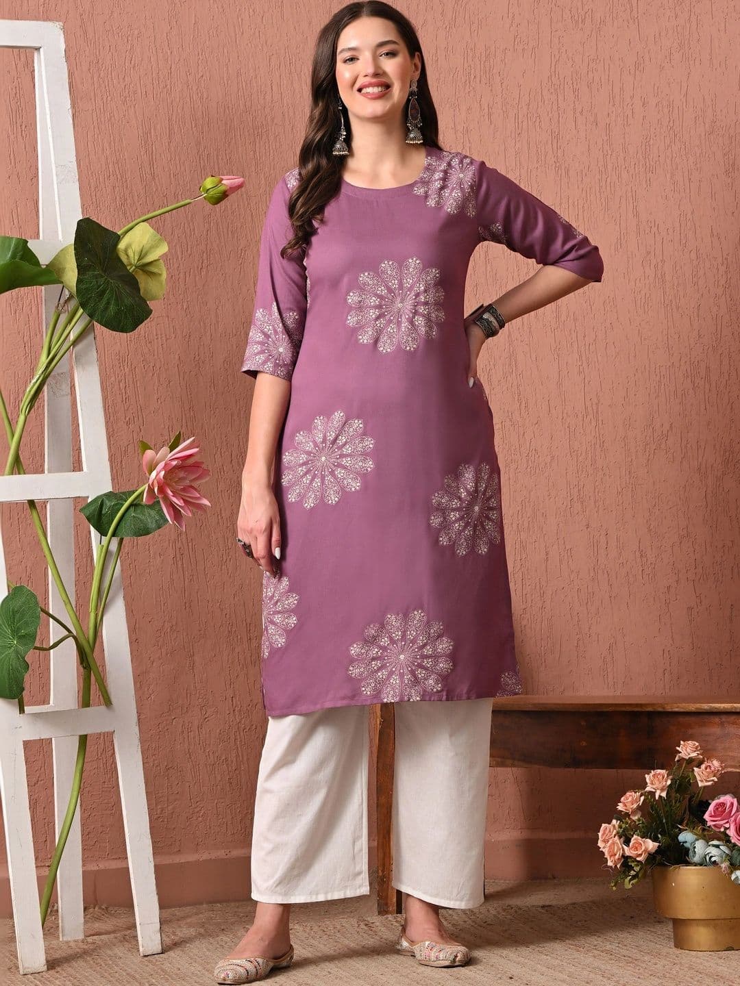Sangria Women Floral Printed Kurta - view 1
