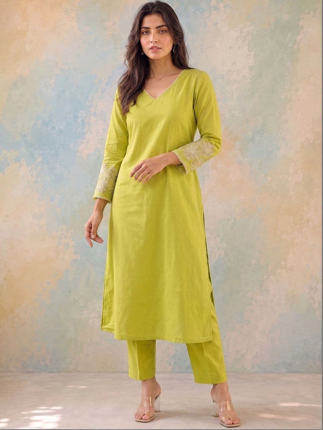 AADVIKA Women Ethnic Motifs Regular Thread Work Kurta with Trousers & With Dupatta thumbnail 2