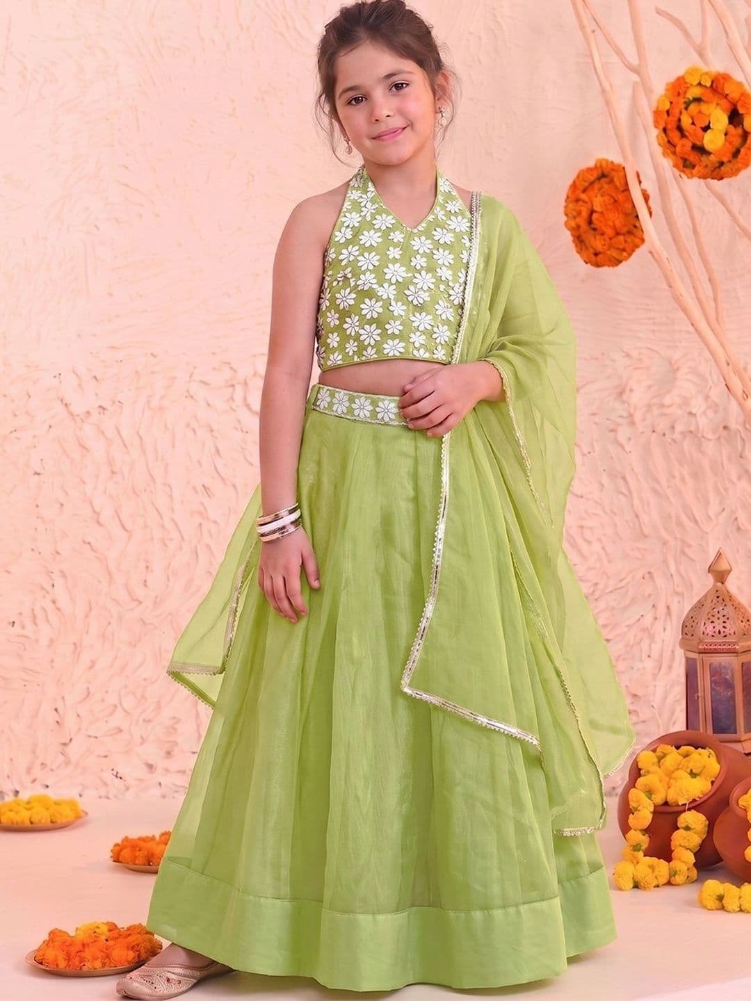FASHION DREAM Girls Embroidered Thread Work Ready to Wear Lehenga & Blouse With Dupatta - view 1