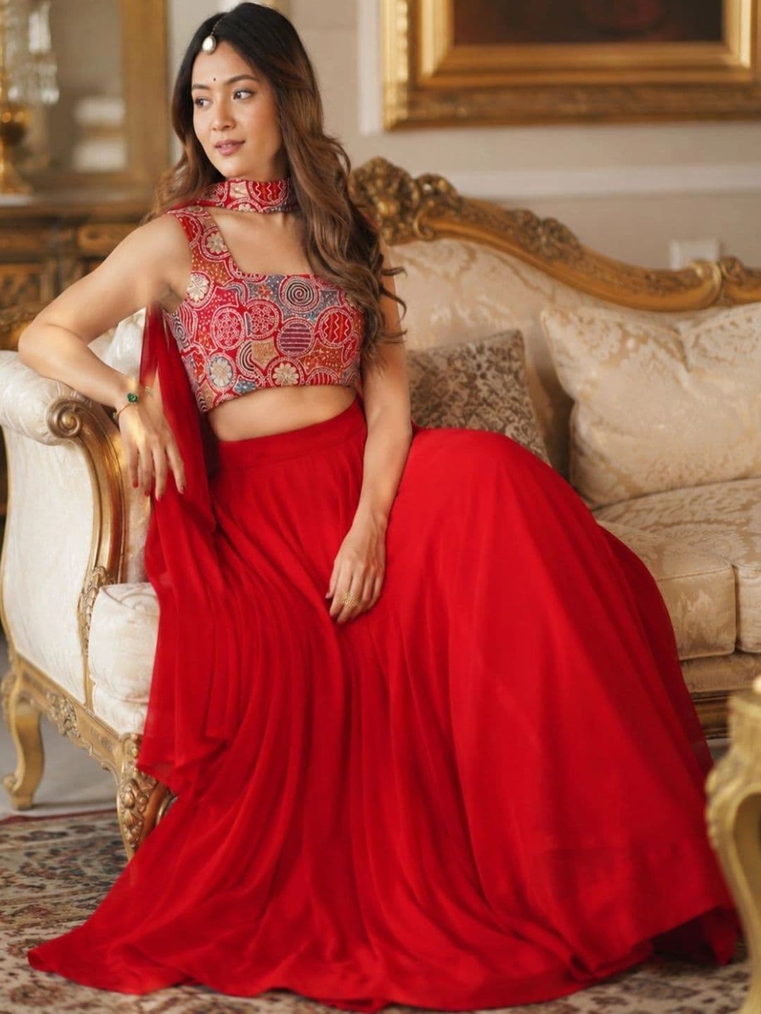 House of Pataudi Printed Ready to Wear Lehenga & Blouse With Dupatta thumbnail 3