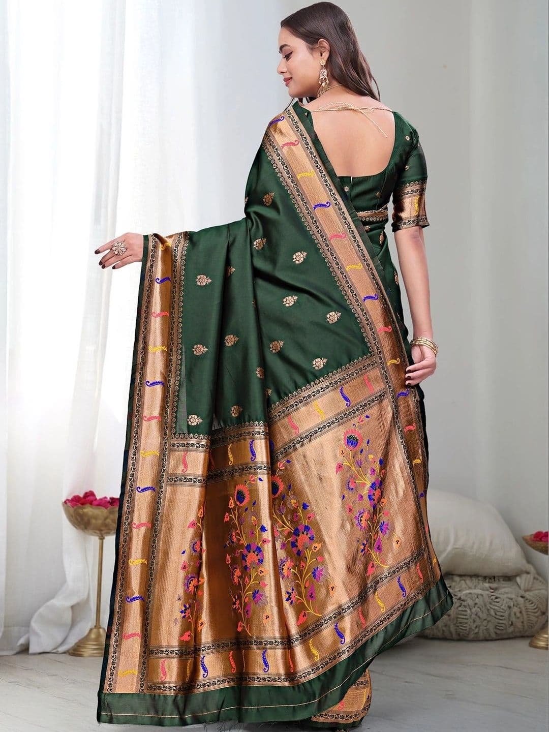 KALINI Woven Design Zari Silk Blend Saree thumbnail 7