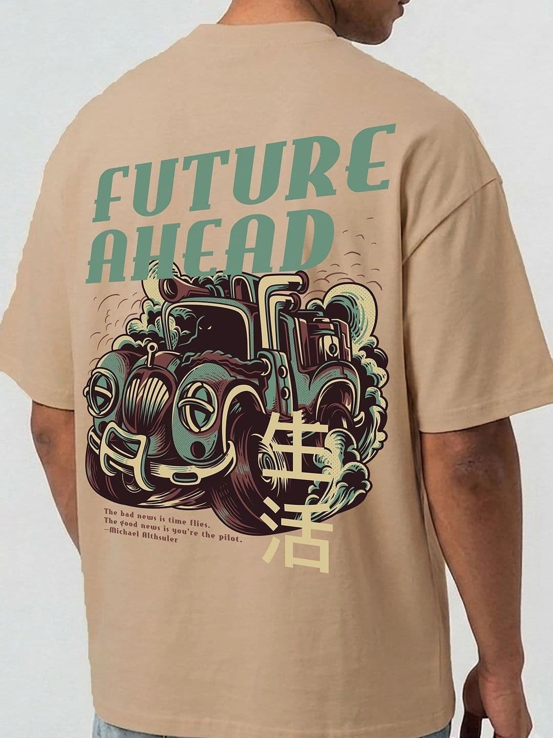 Mast & Harbour Men Printed Drop-Shoulder Sleeves T-shirt thumbnail 4