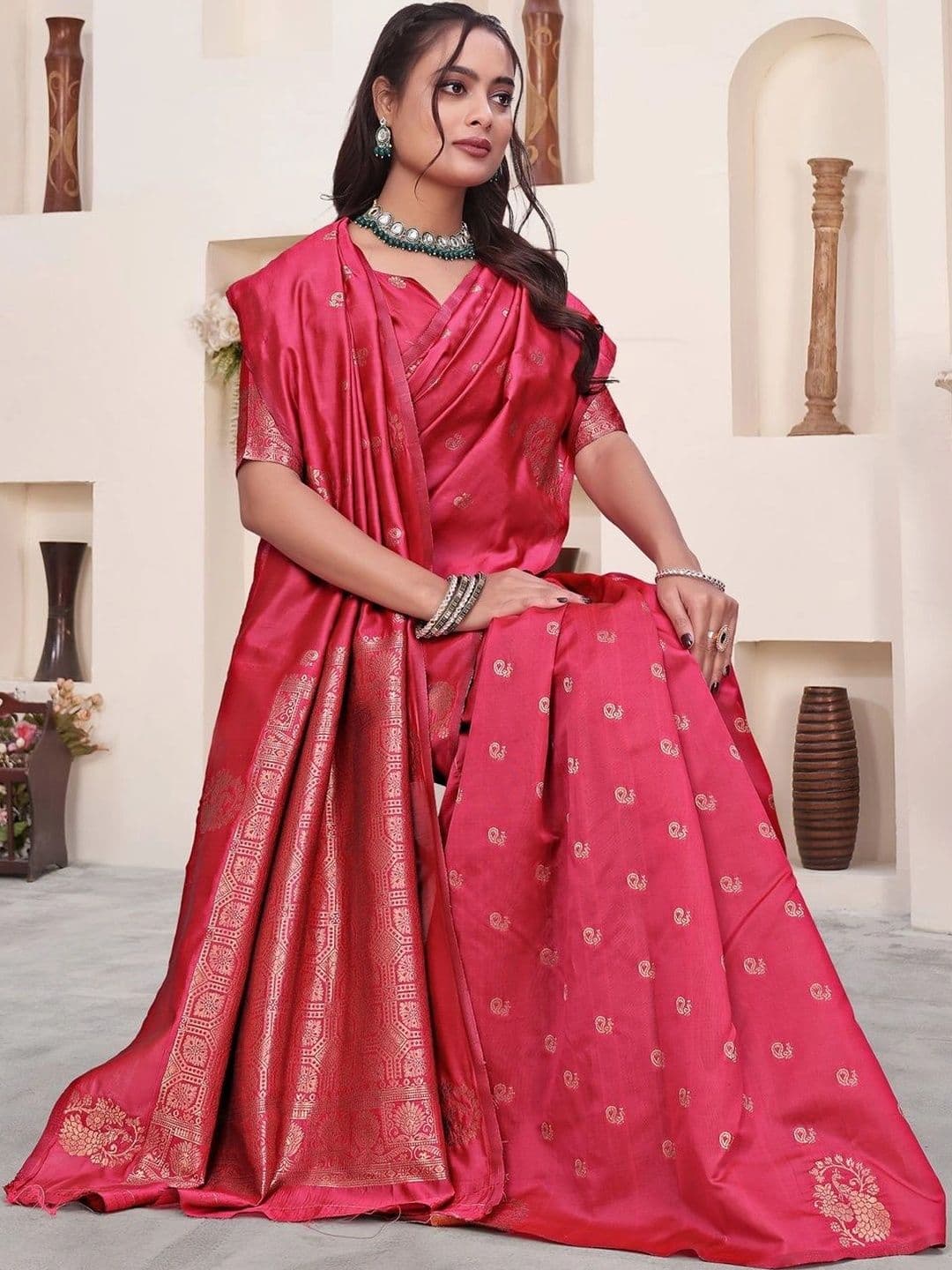 KALINI Woven Design Zari Silk Blend Saree thumbnail 4