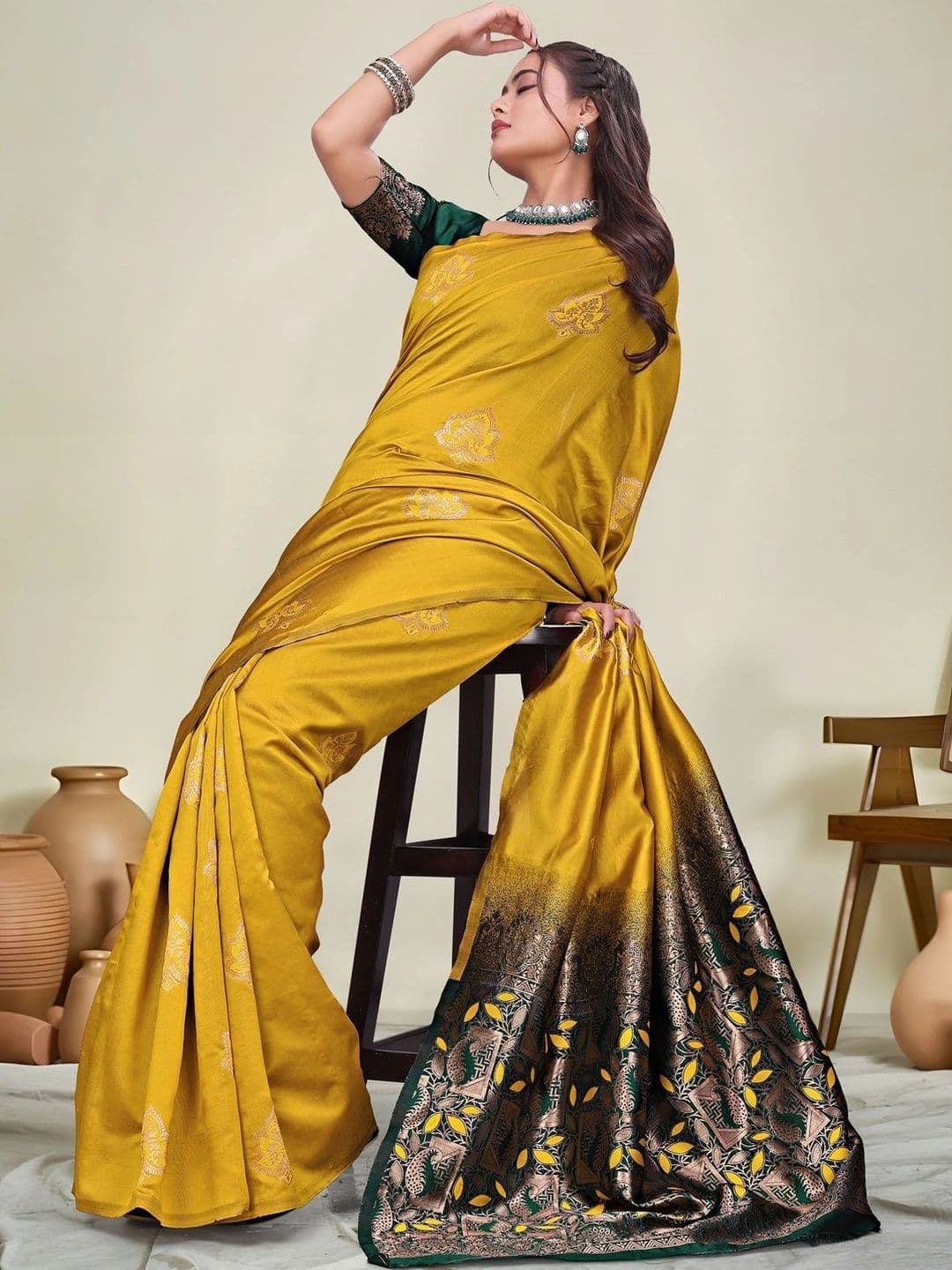 KALINI Woven Design Zari Silk Blend Saree thumbnail 7